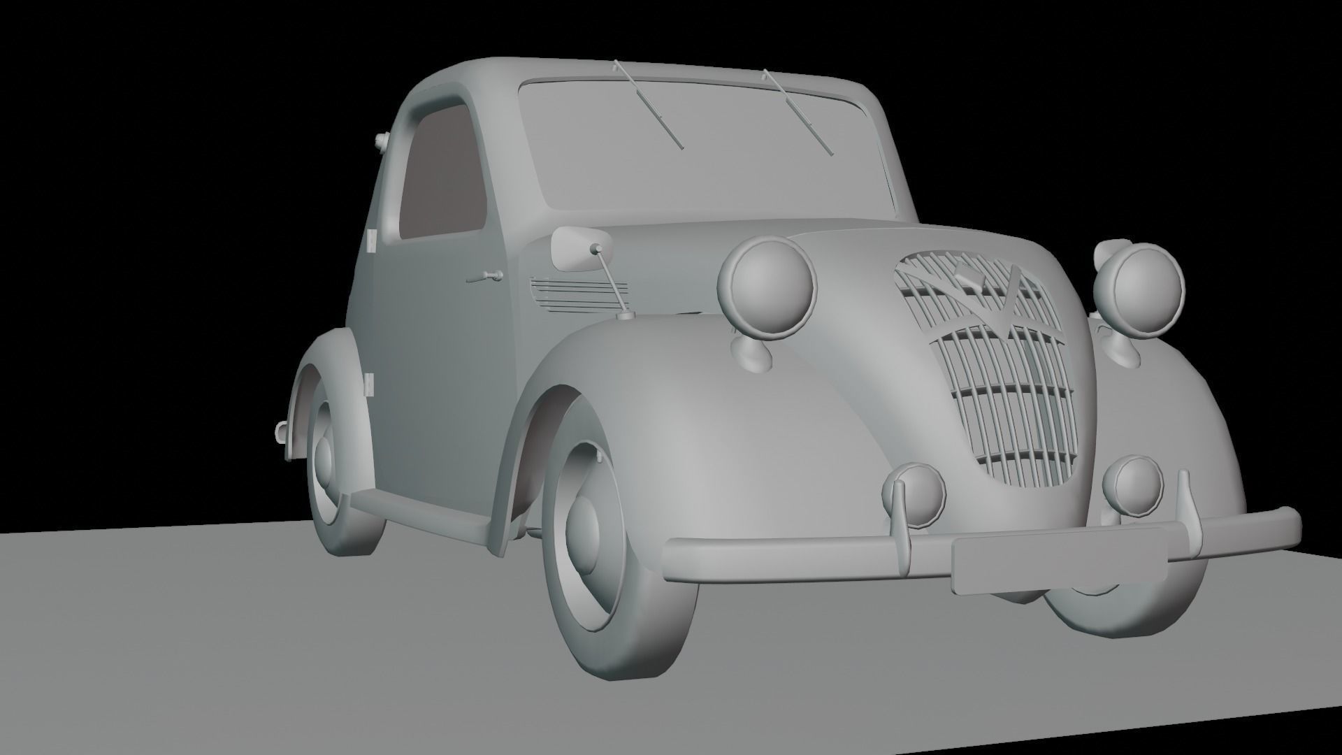 Simca 5 old car Low-poly 3D model_56