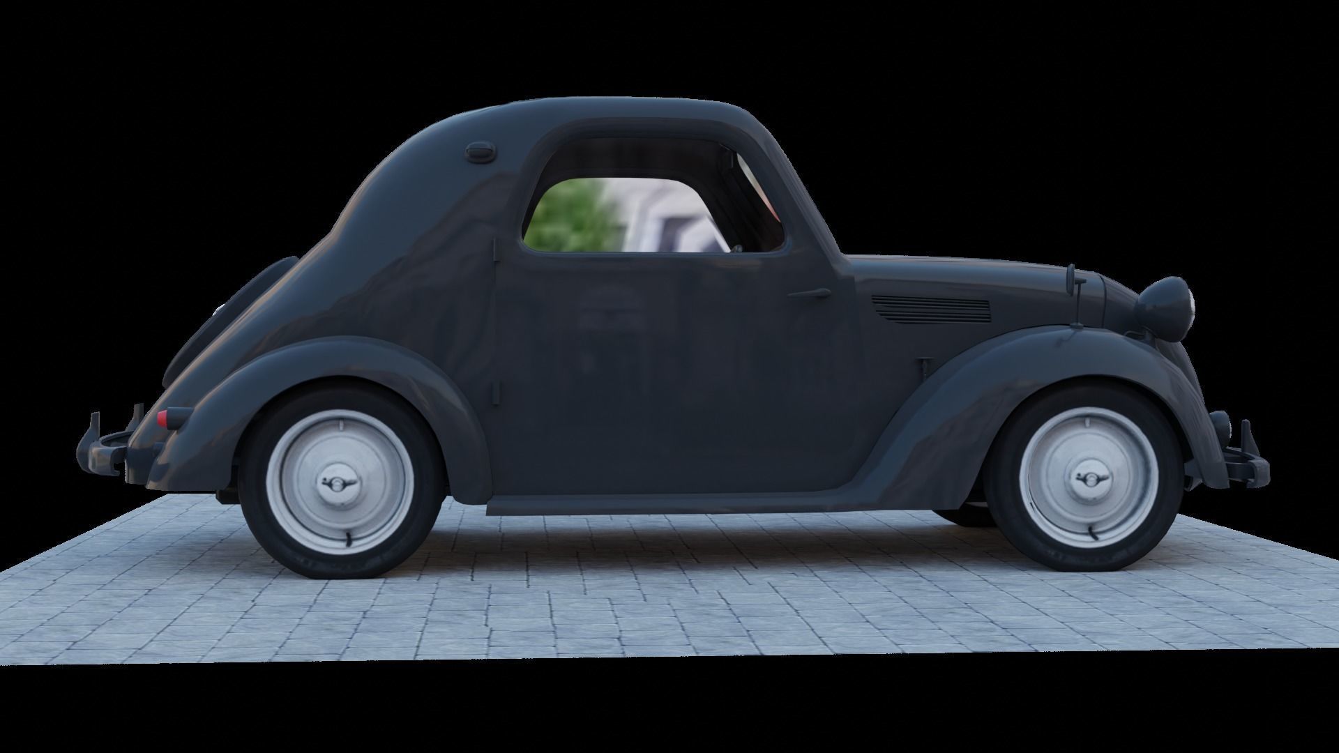 Simca 5 old car Low-poly 3D model_21