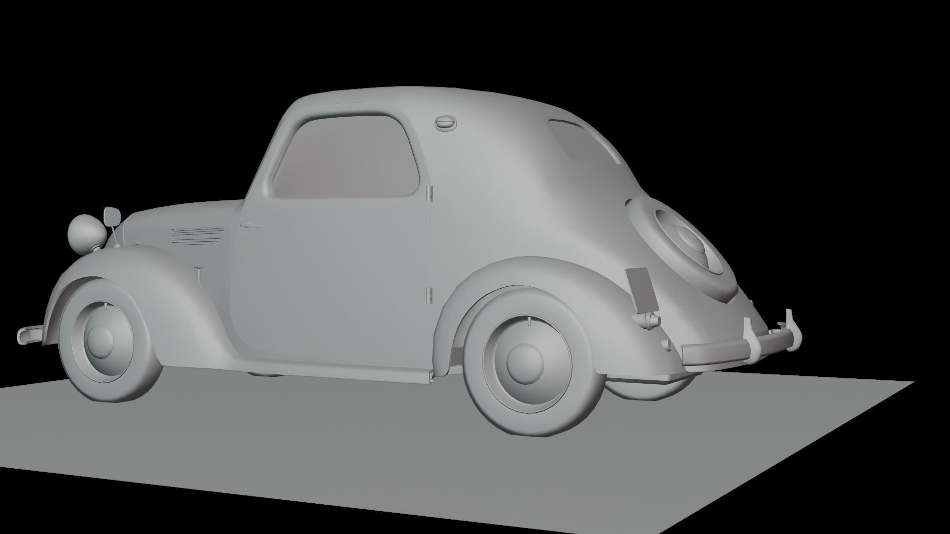 Simca 5 old car Low-poly 3D model_39