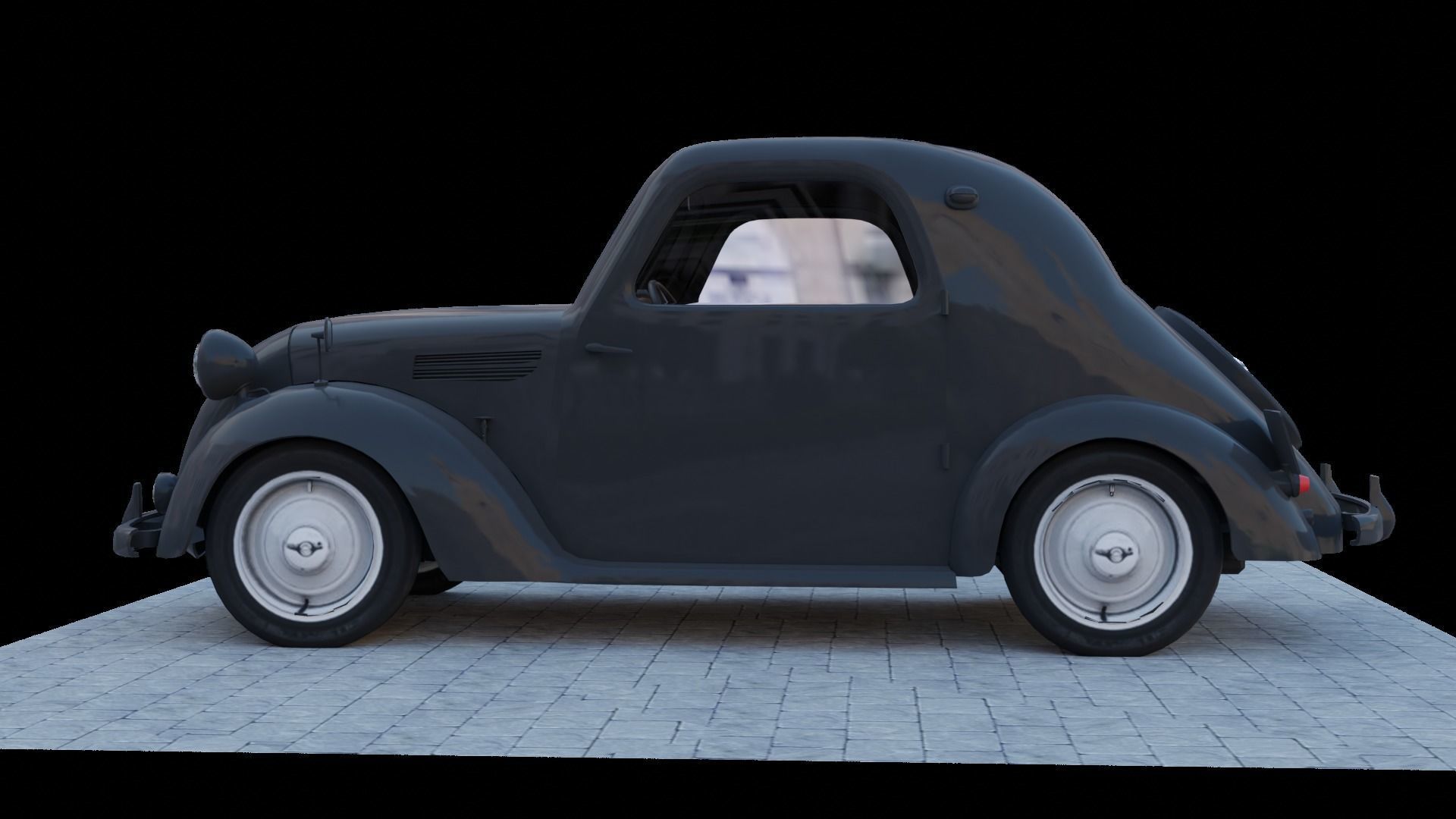 Simca 5 old car Low-poly 3D model_8