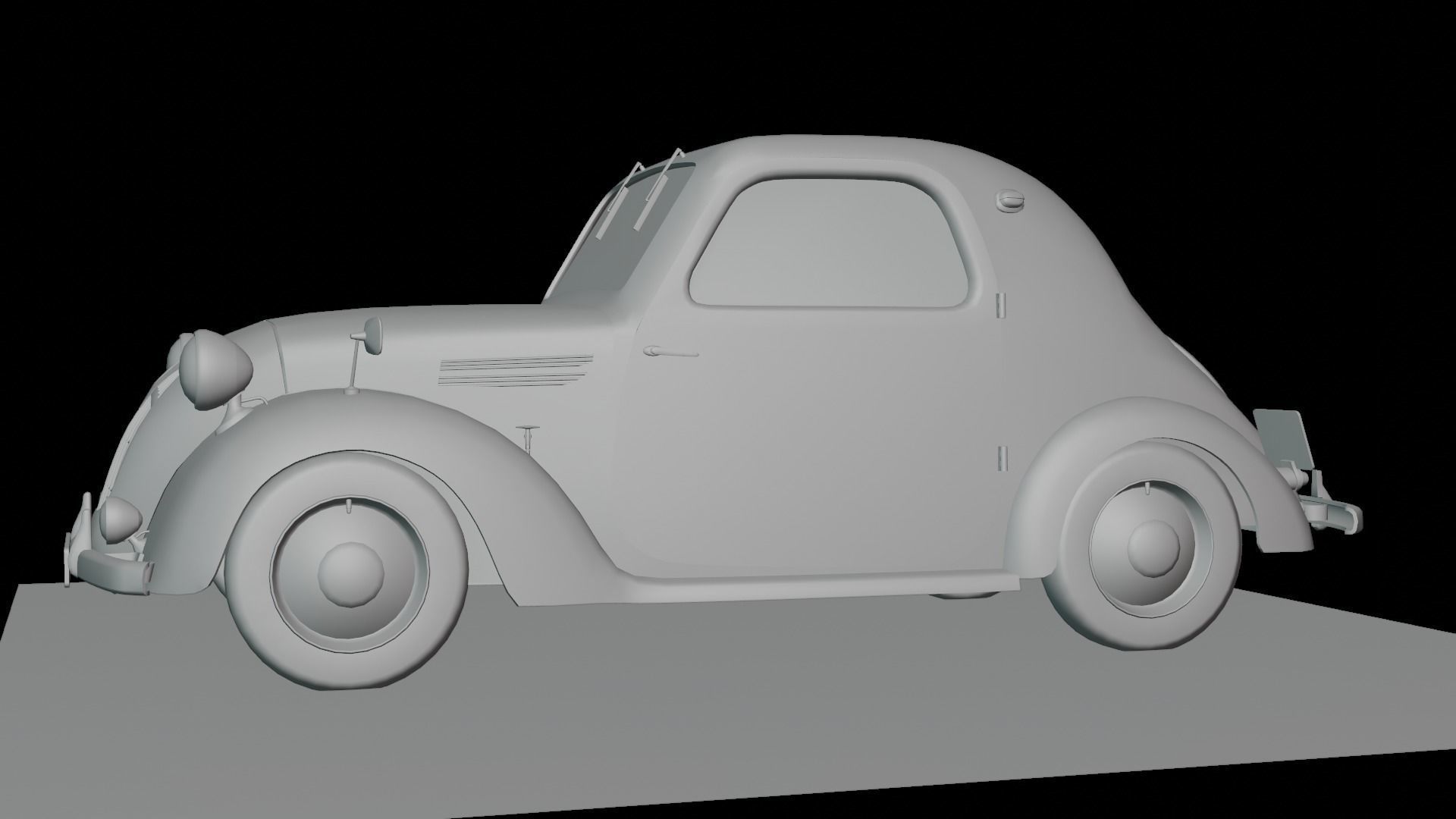 Simca 5 old car Low-poly 3D model_35