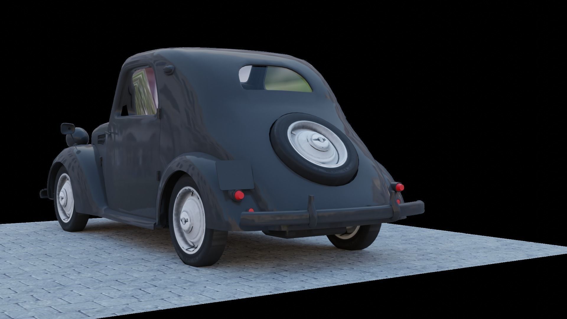 Simca 5 old car Low-poly 3D model_12