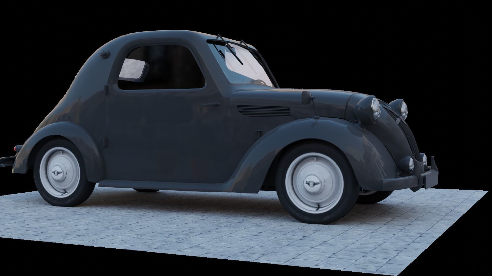 Simca 5 old car Low-poly 3D model_24