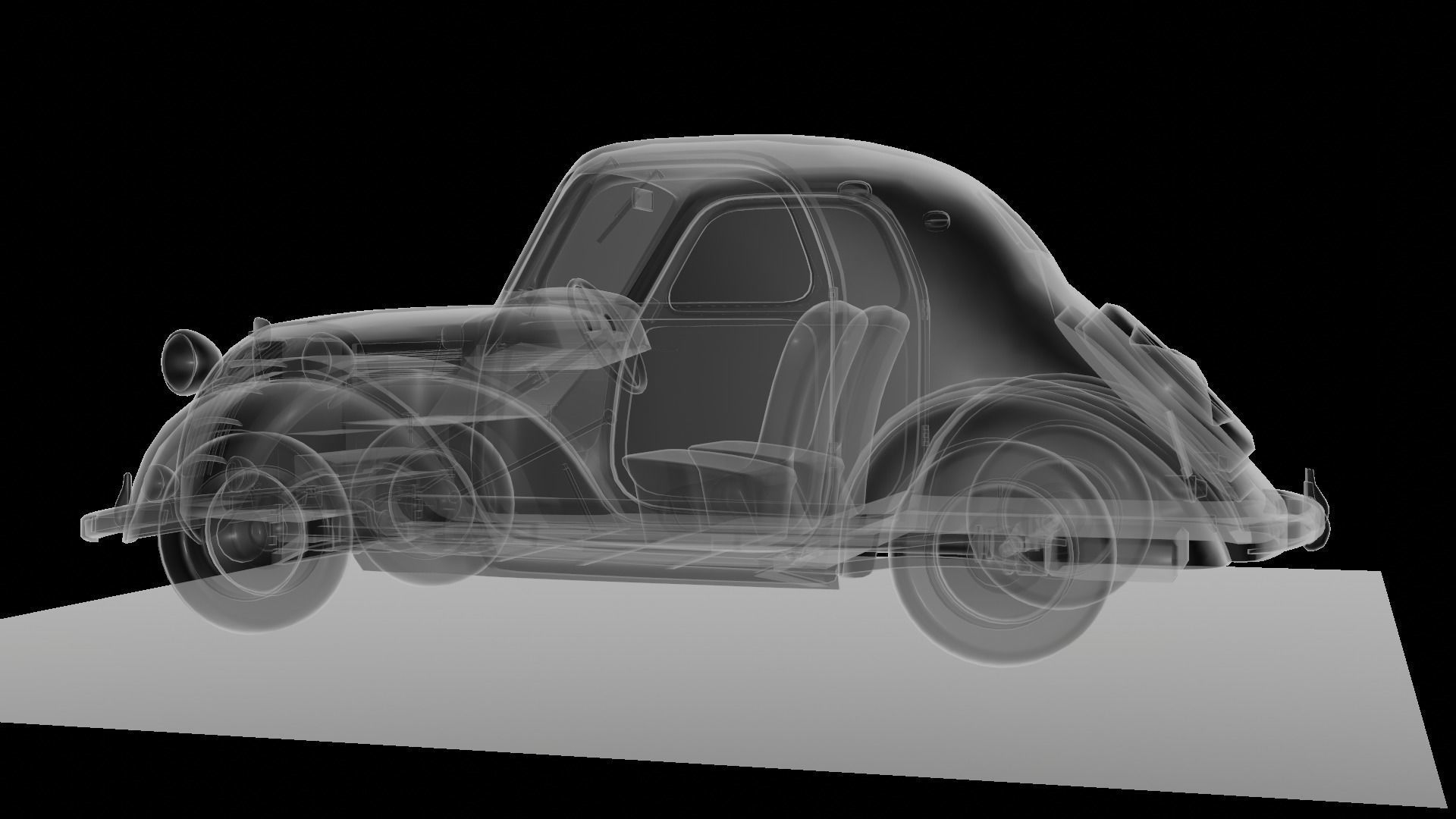 Simca 5 old car Low-poly 3D model_68