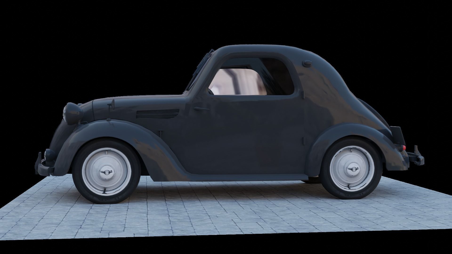Simca 5 old car Low-poly 3D model_7