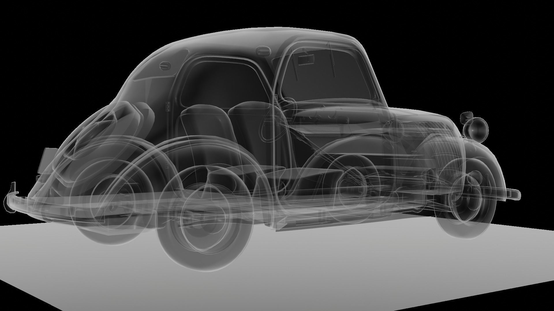 Simca 5 old car Low-poly 3D model_77