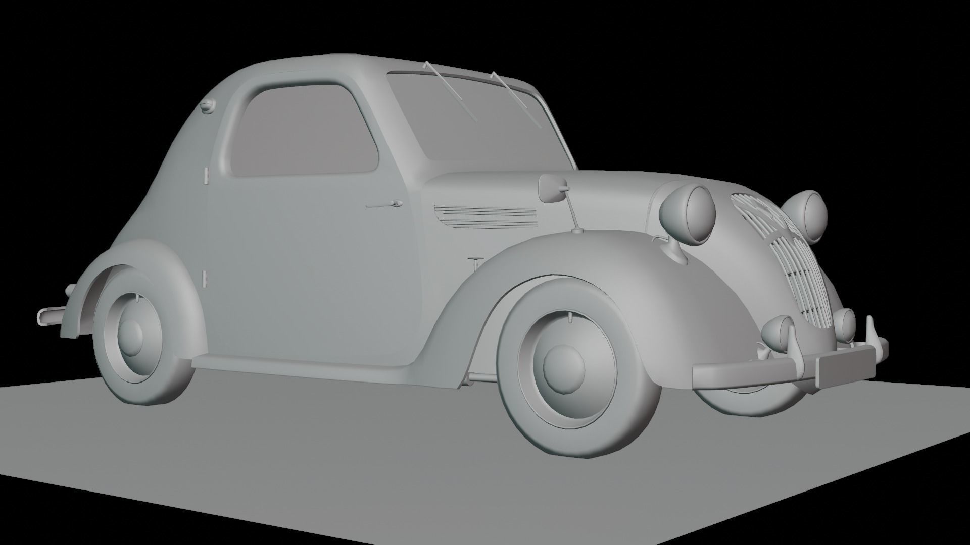 Simca 5 old car Low-poly 3D model_54