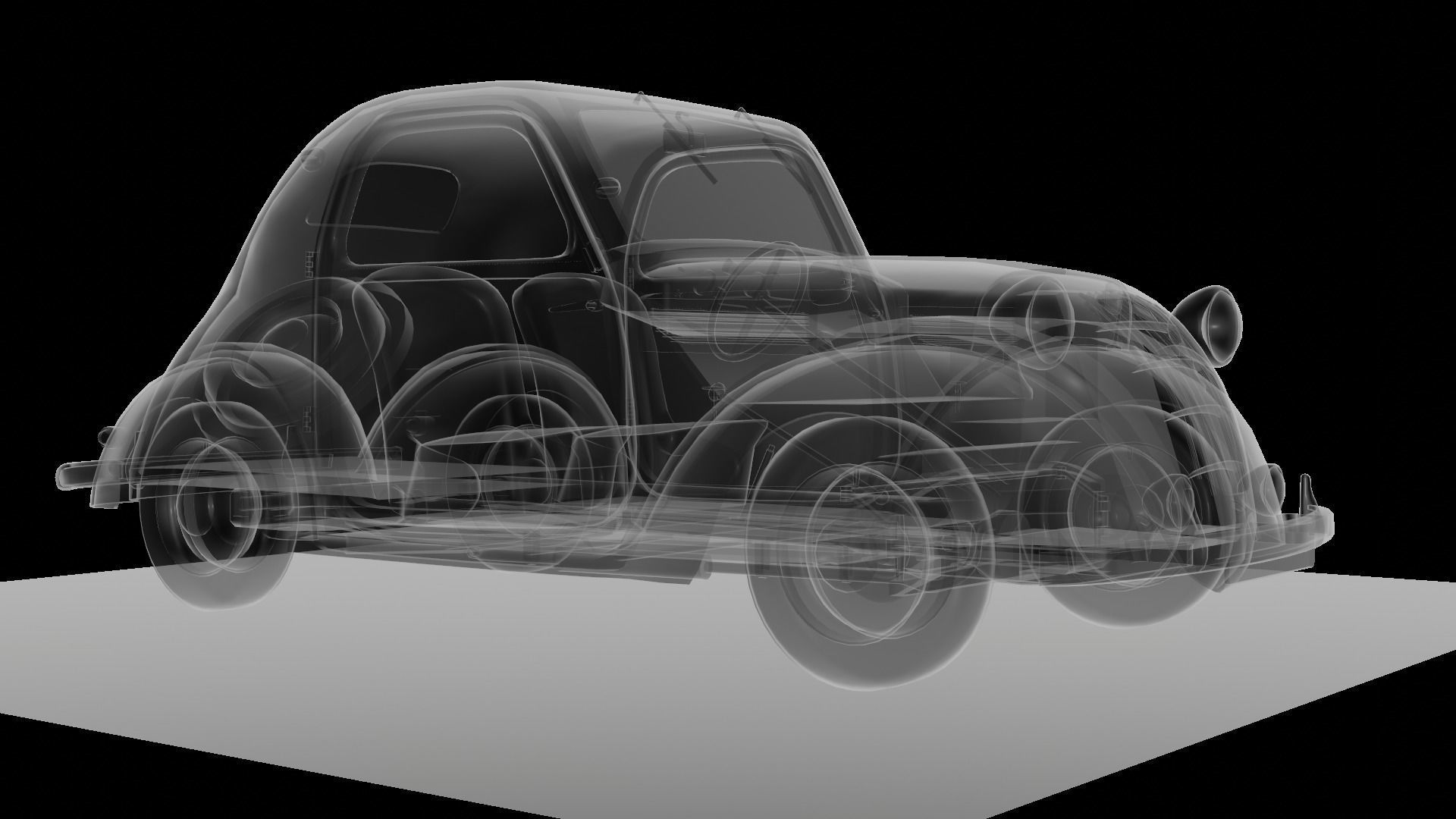 Simca 5 old car Low-poly 3D model_84