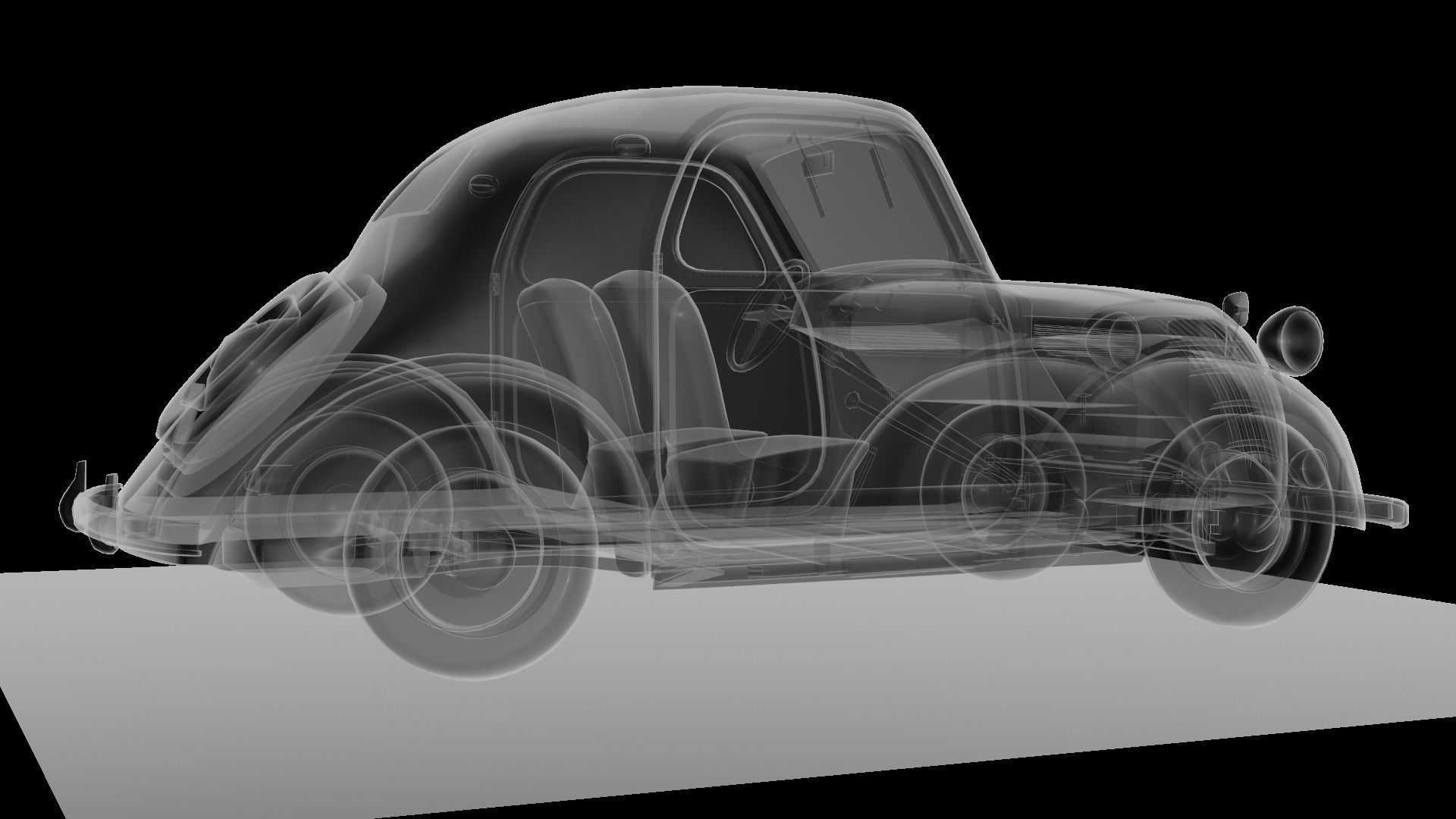 Simca 5 old car Low-poly 3D model_78