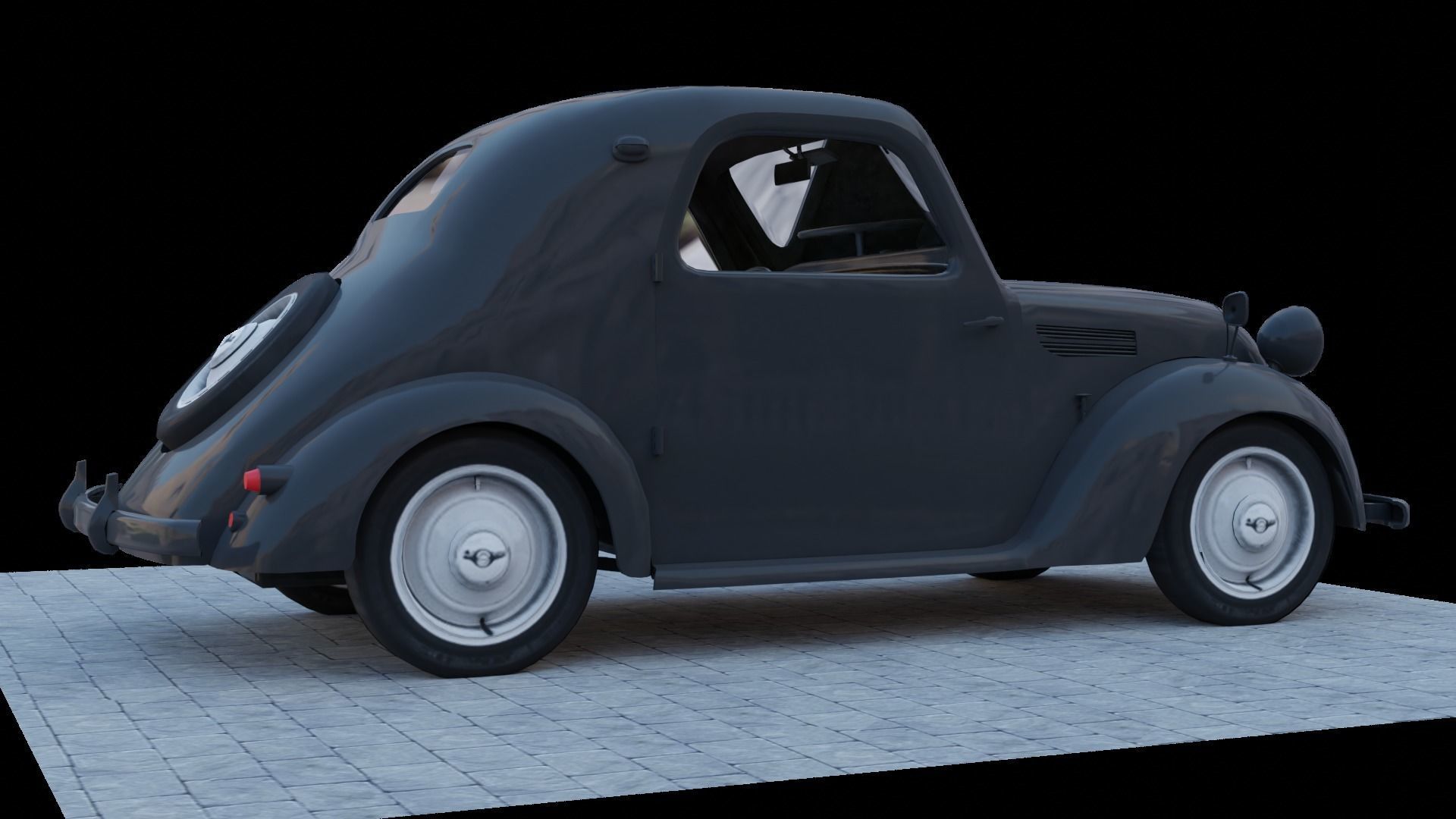 Simca 5 old car Low-poly 3D model_19