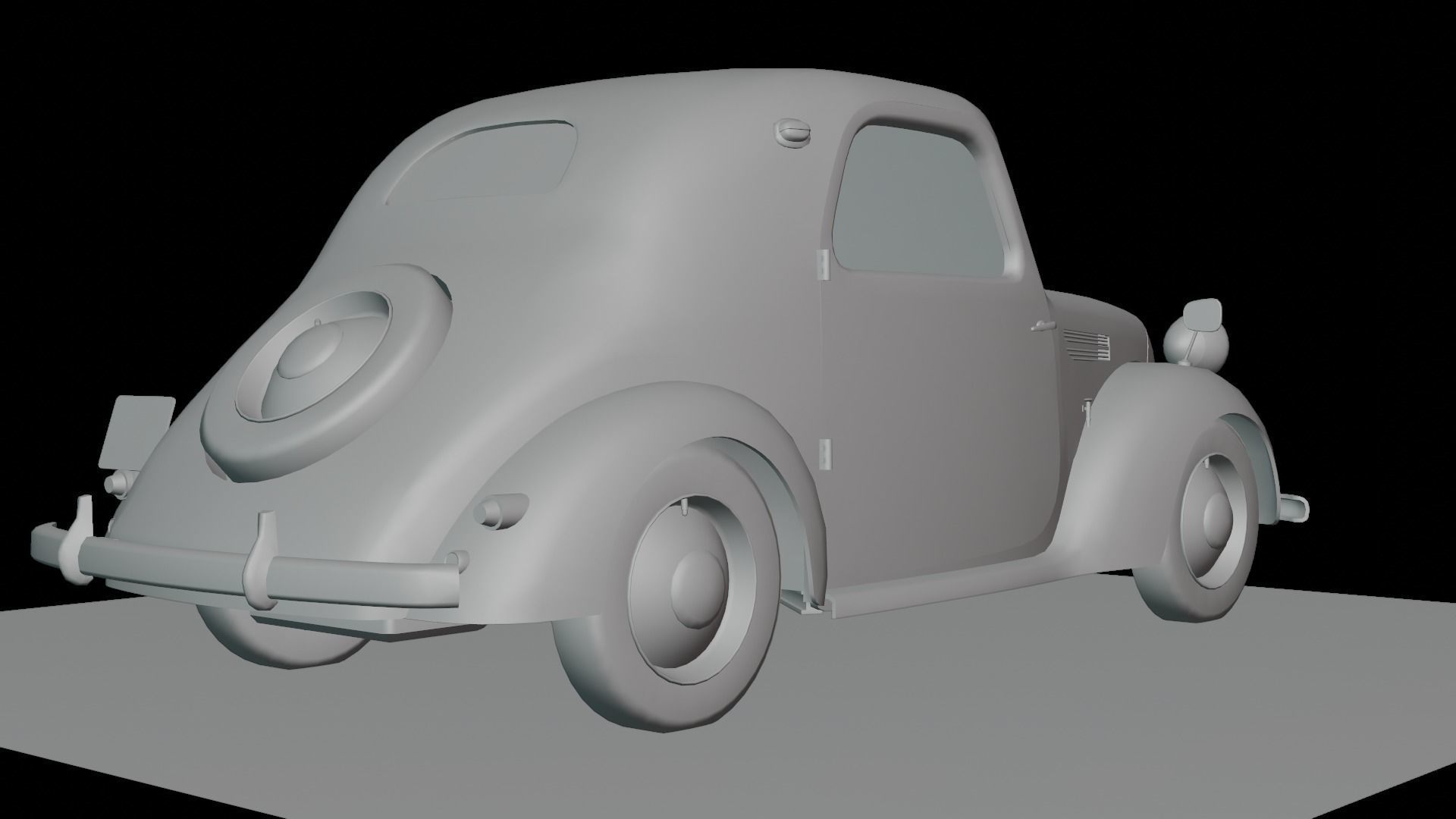 Simca 5 old car Low-poly 3D model_46
