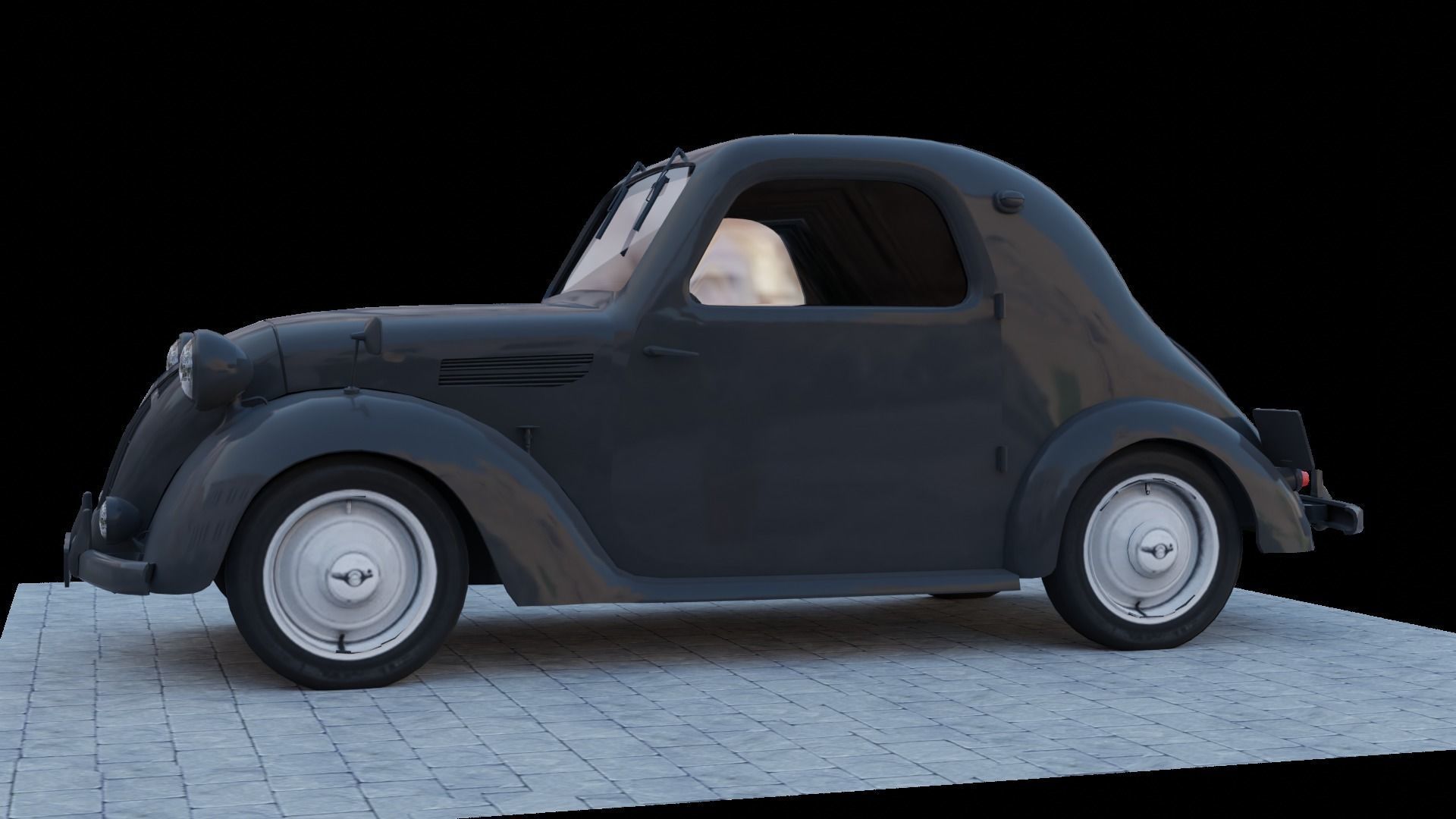 Simca 5 old car Low-poly 3D model_6