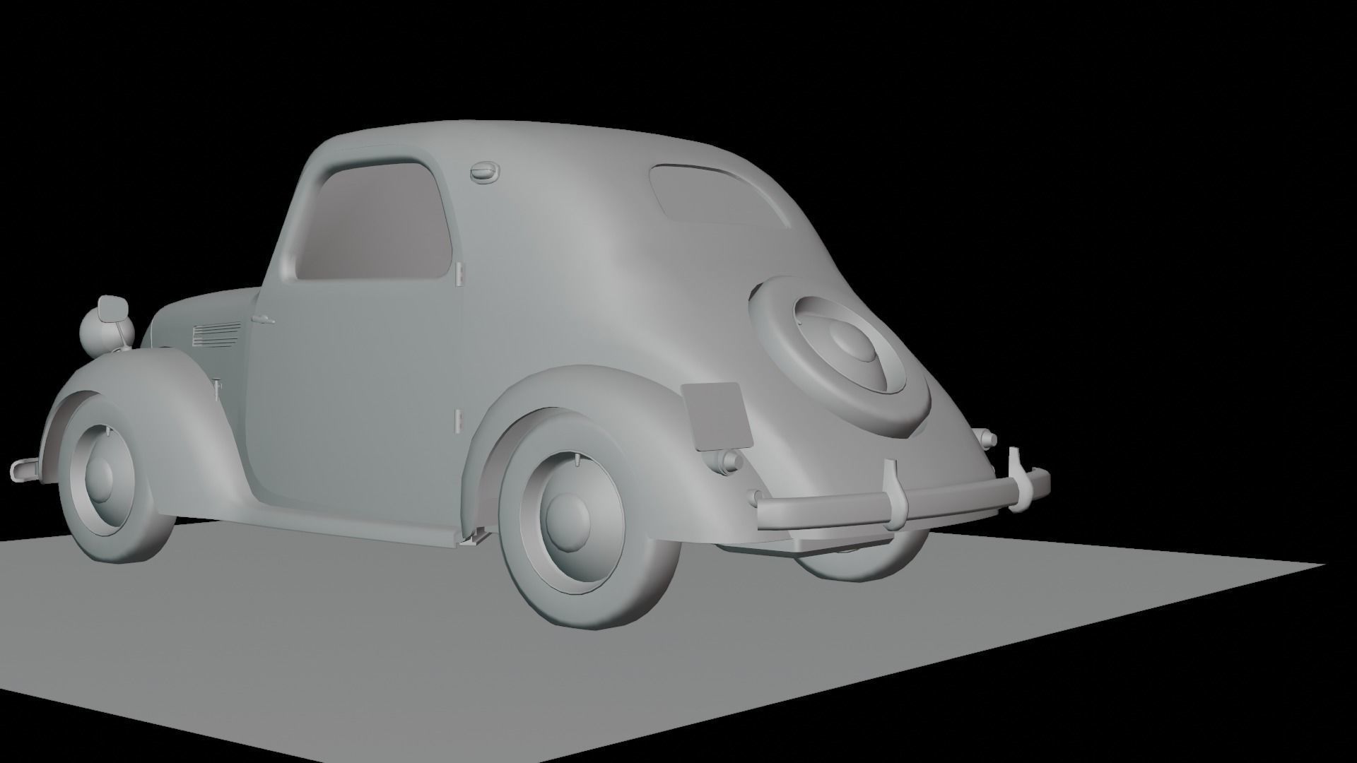 Simca 5 old car Low-poly 3D model_40