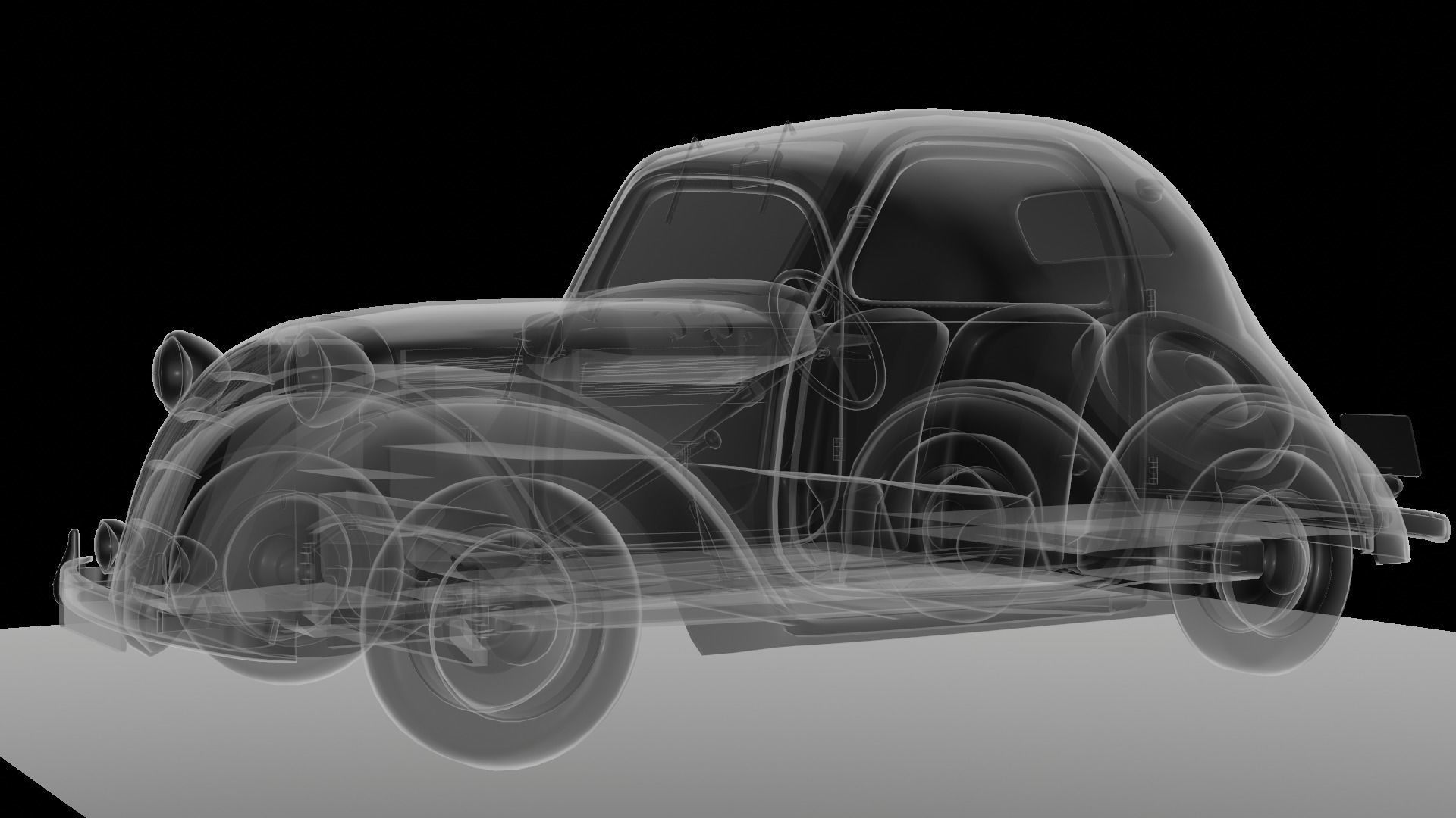 Simca 5 old car Low-poly 3D model_63