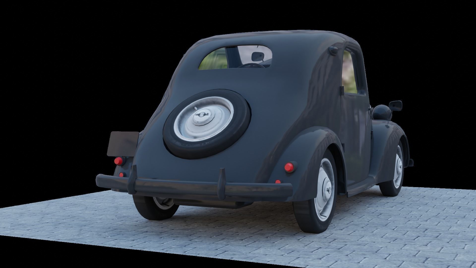 Simca 5 old car Low-poly 3D model_15