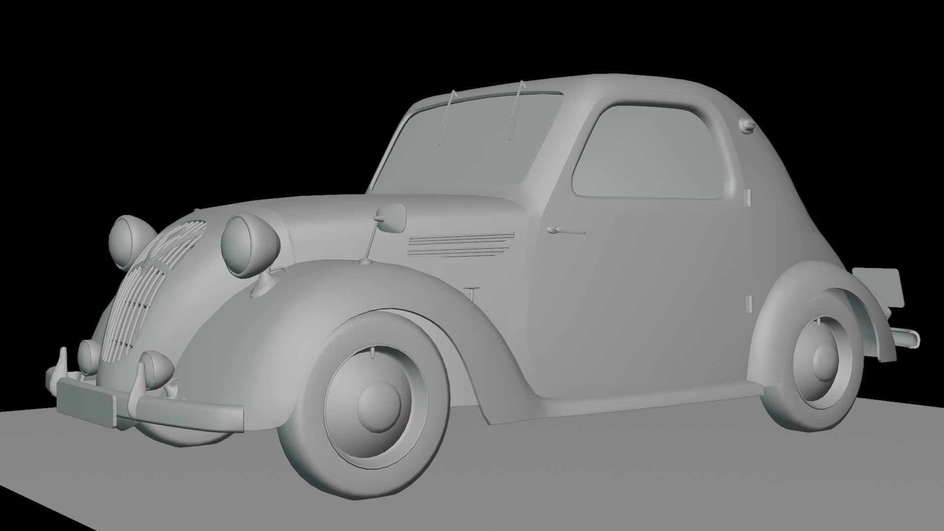 Simca 5 old car Low-poly 3D model_32