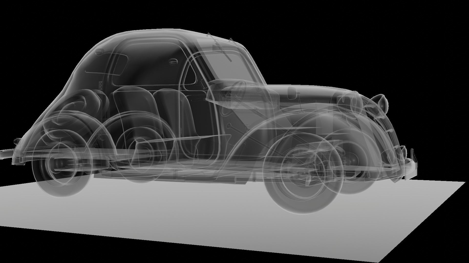 Simca 5 old car Low-poly 3D model_83