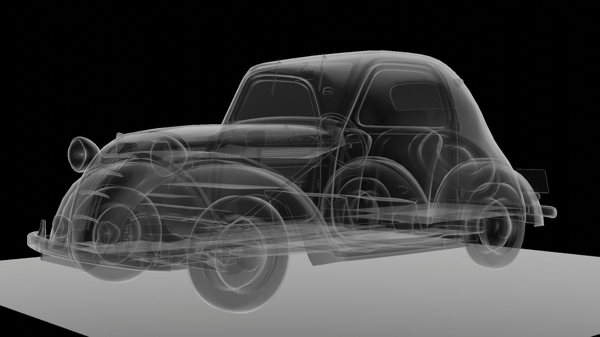 Simca 5 old car Low-poly 3D model_60