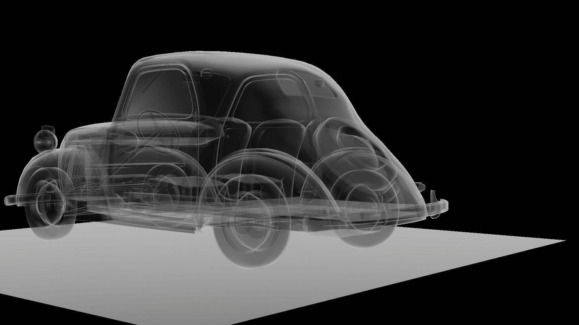 Simca 5 old car Low-poly 3D model_70