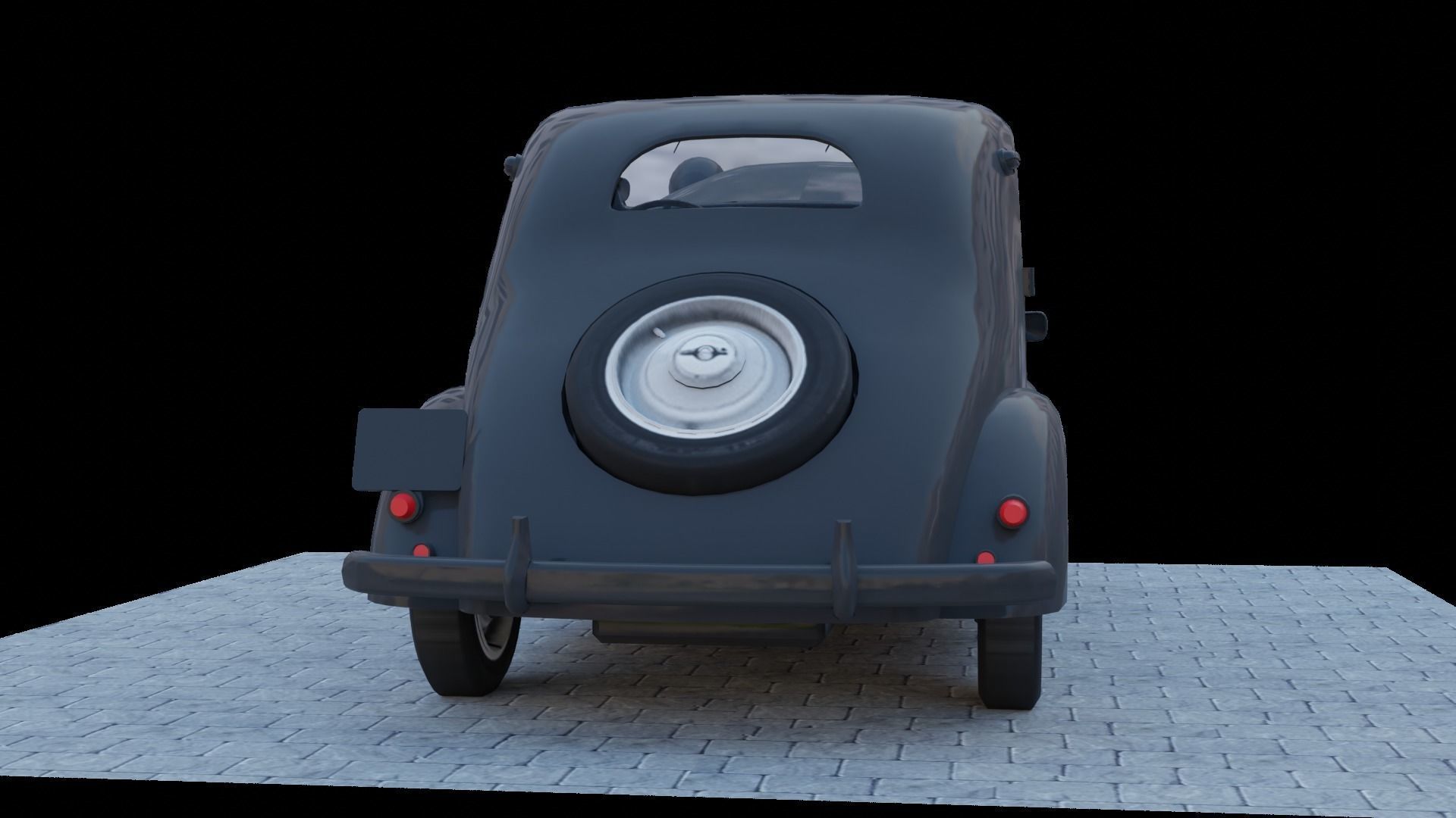 Simca 5 old car Low-poly 3D model_14