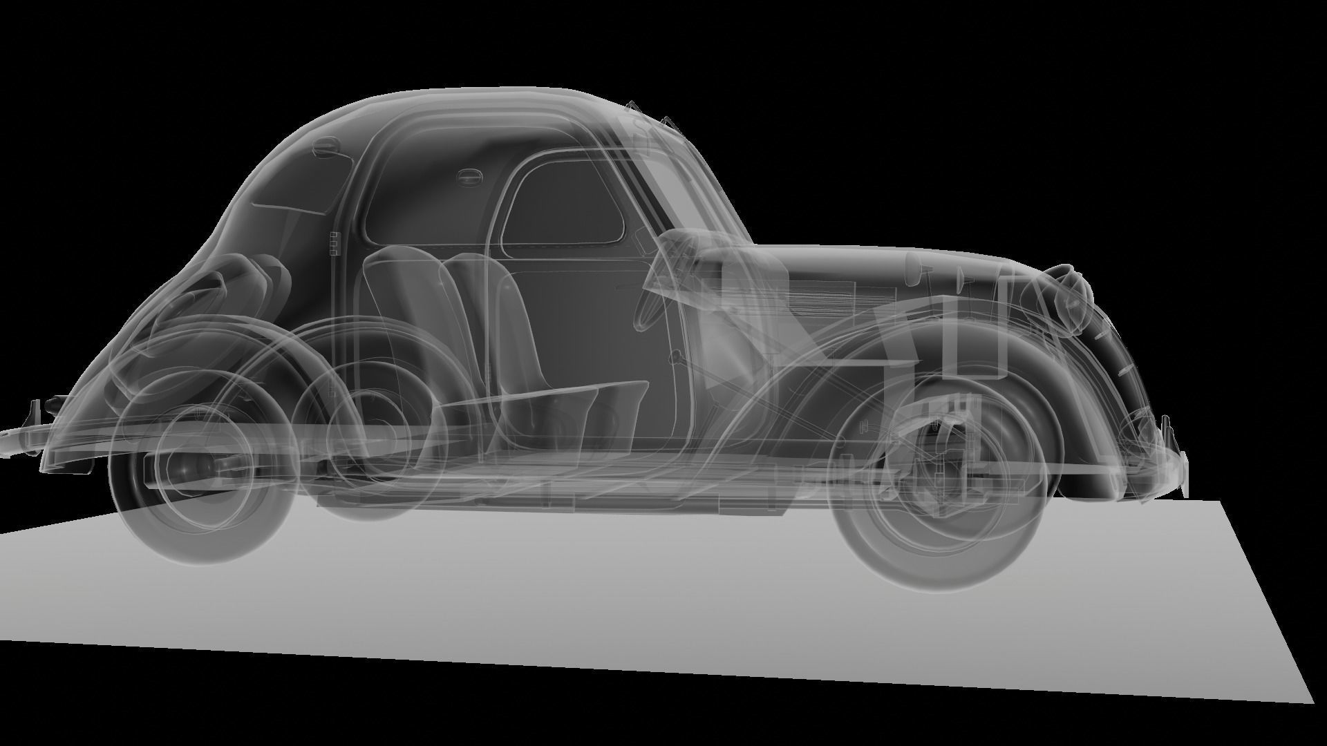 Simca 5 old car Low-poly 3D model_82