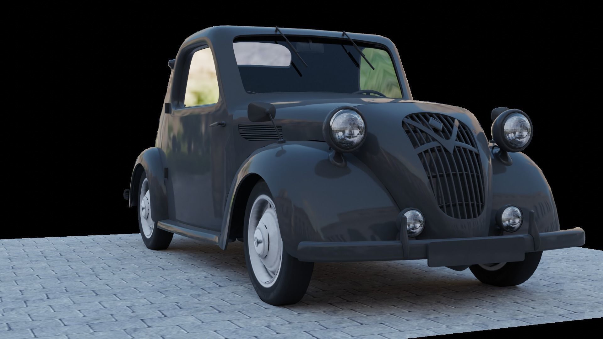 Simca 5 old car Low-poly 3D model_27
