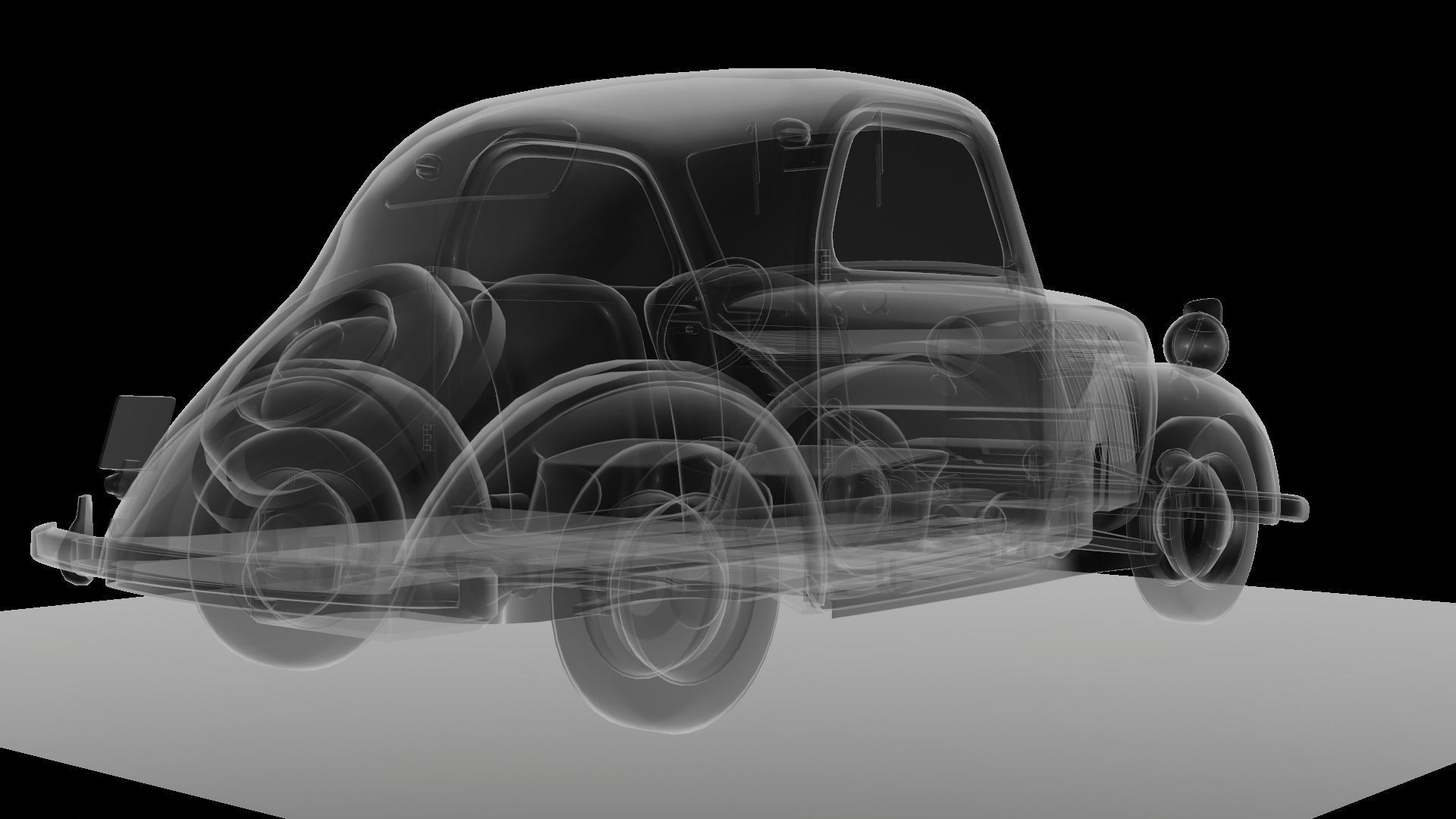 Simca 5 old car Low-poly 3D model_76