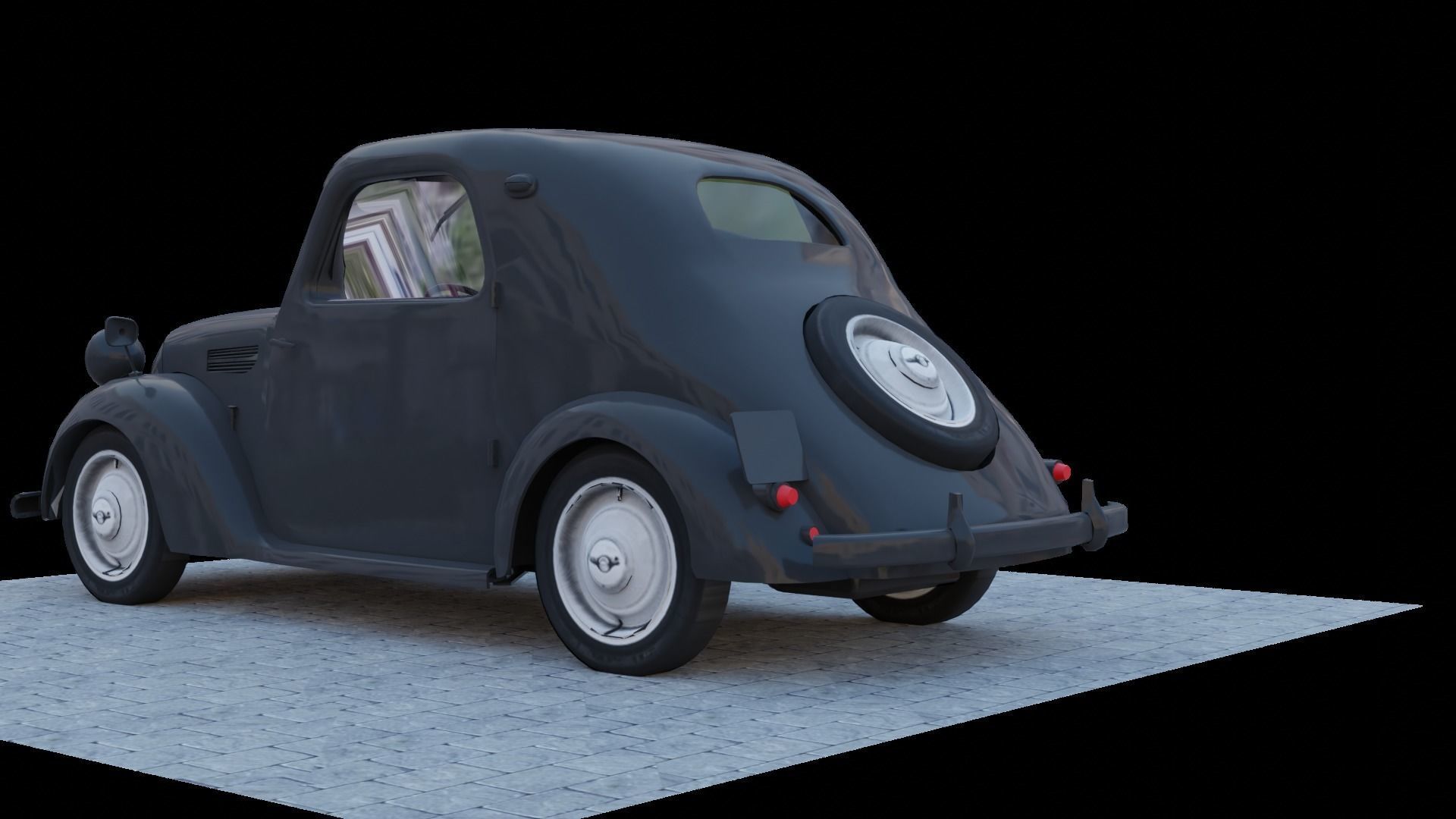 Simca 5 old car Low-poly 3D model_11