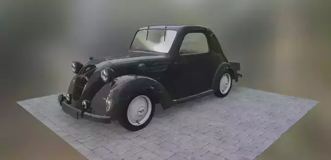 Simca 5 old car Low-poly 3D model