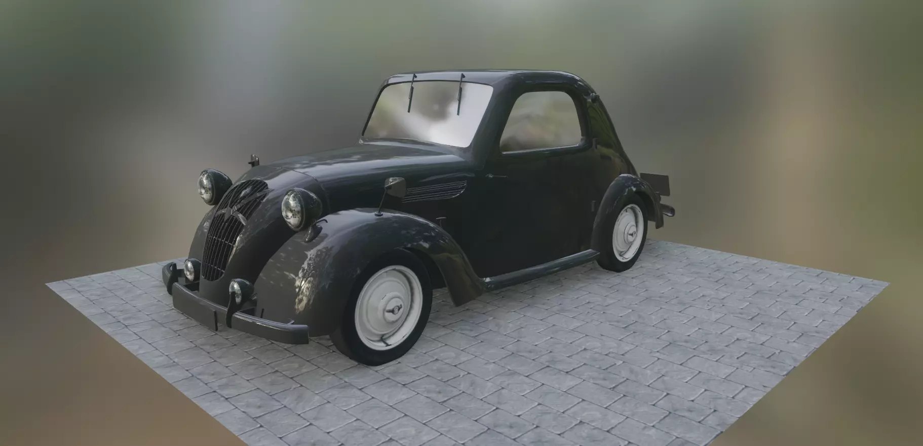 Simca 5 old car Low-poly 3D model_0