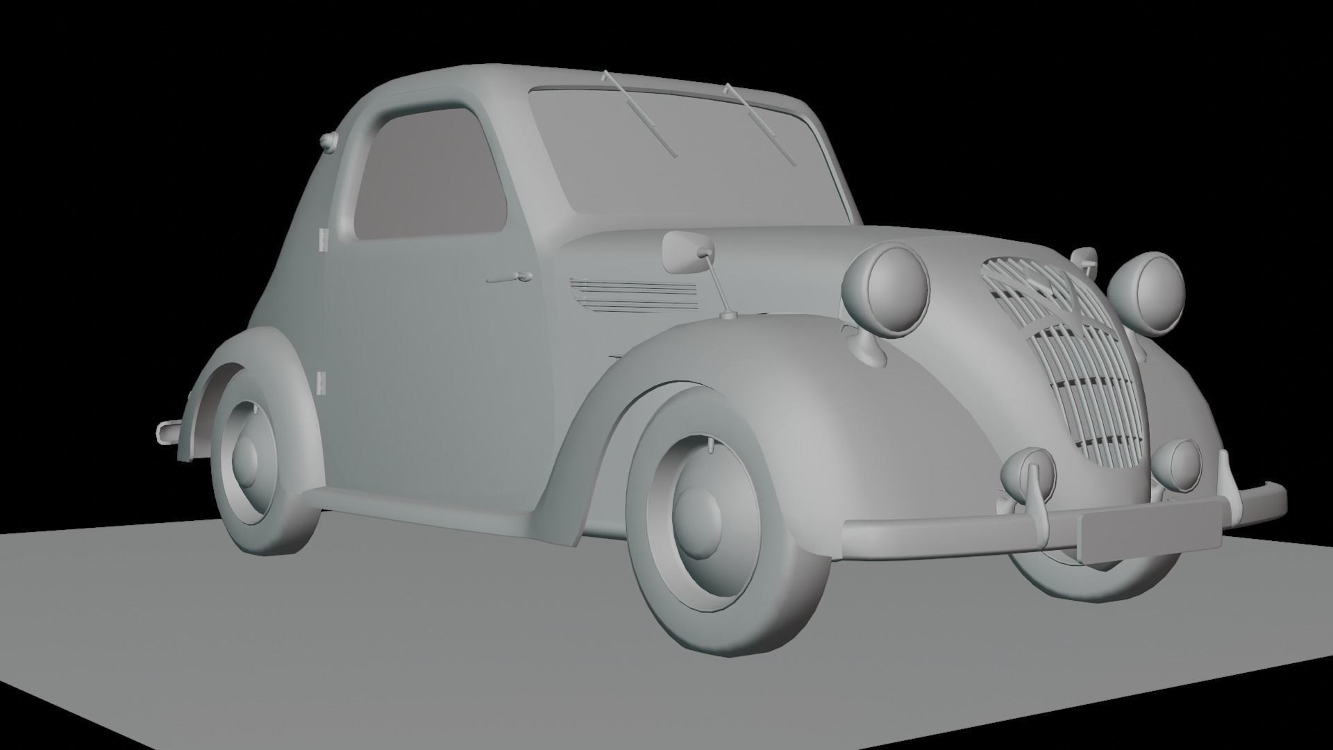 Simca 5 old car Low-poly 3D model_55