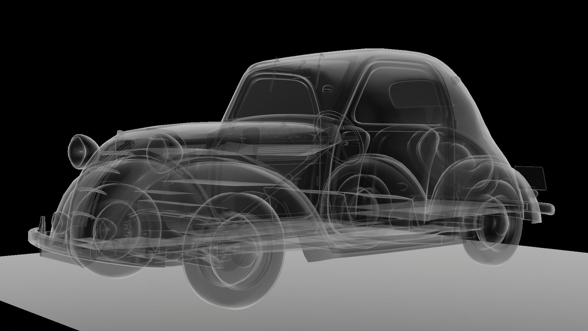 Simca 5 old car Low-poly 3D model_61