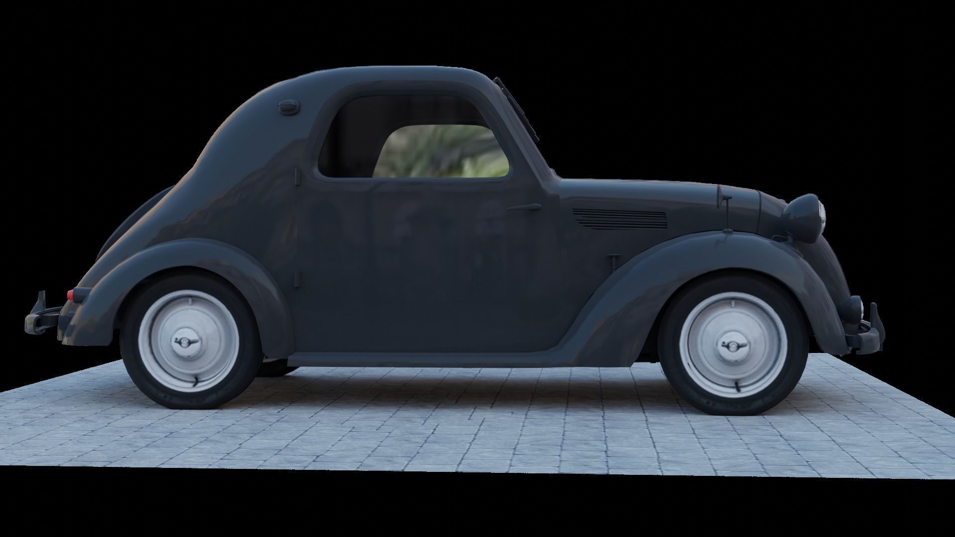 Simca 5 old car Low-poly 3D model_22