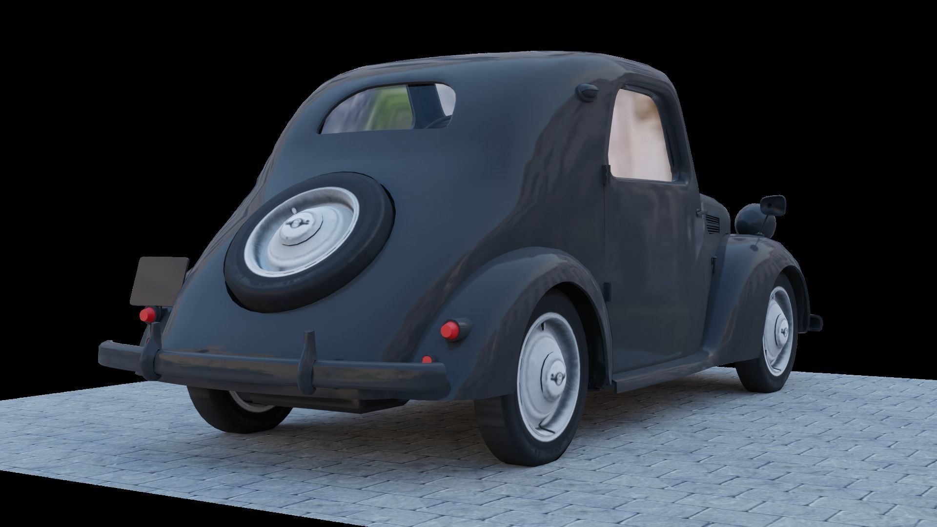 Simca 5 old car Low-poly 3D model_16
