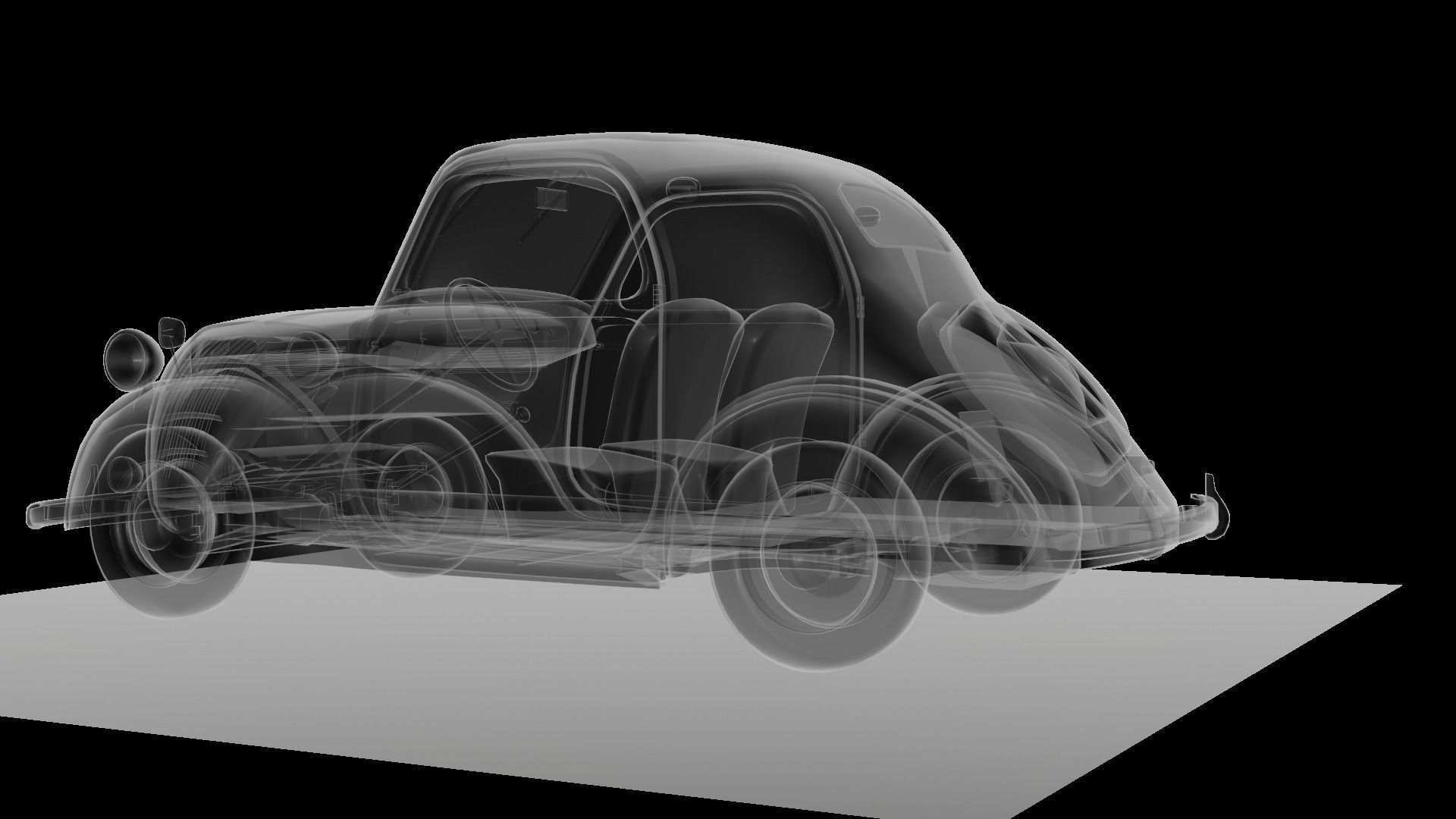 Simca 5 old car Low-poly 3D model_69