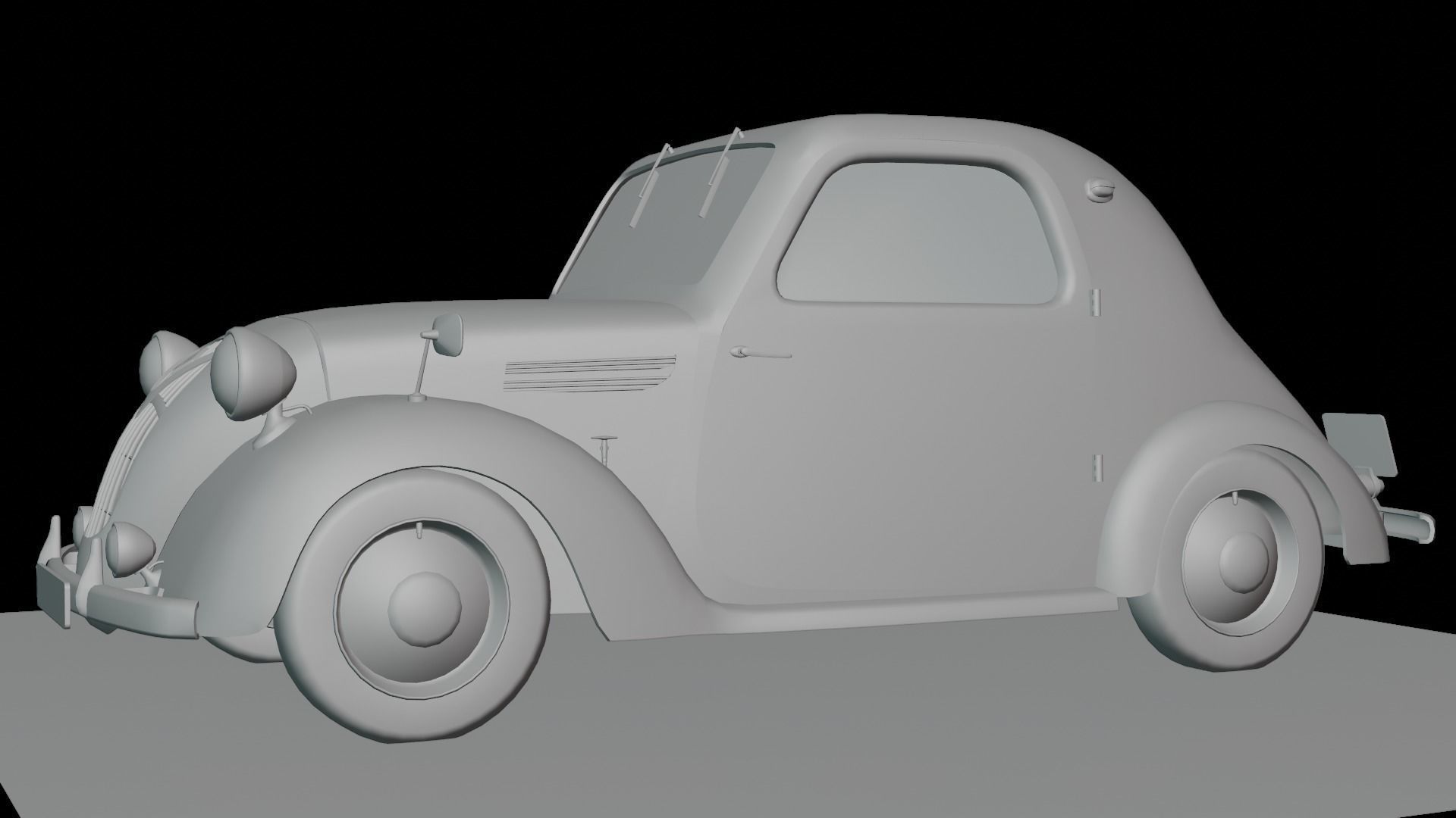 Simca 5 old car Low-poly 3D model_34