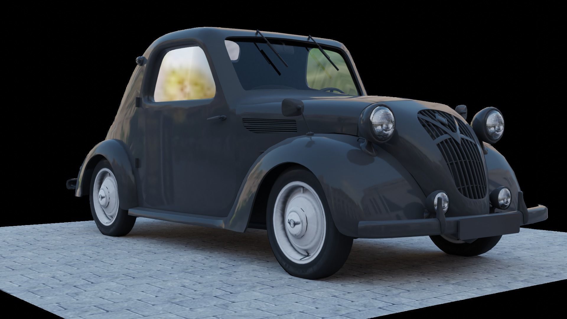 Simca 5 old car Low-poly 3D model_26