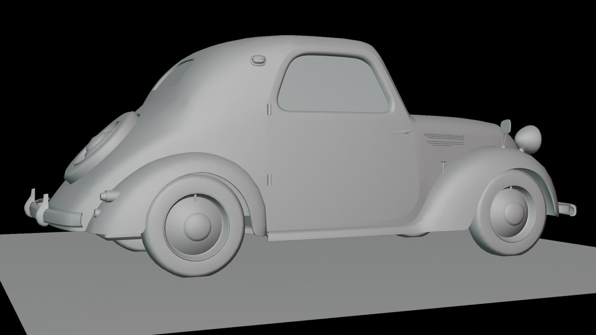 Simca 5 old car Low-poly 3D model_48