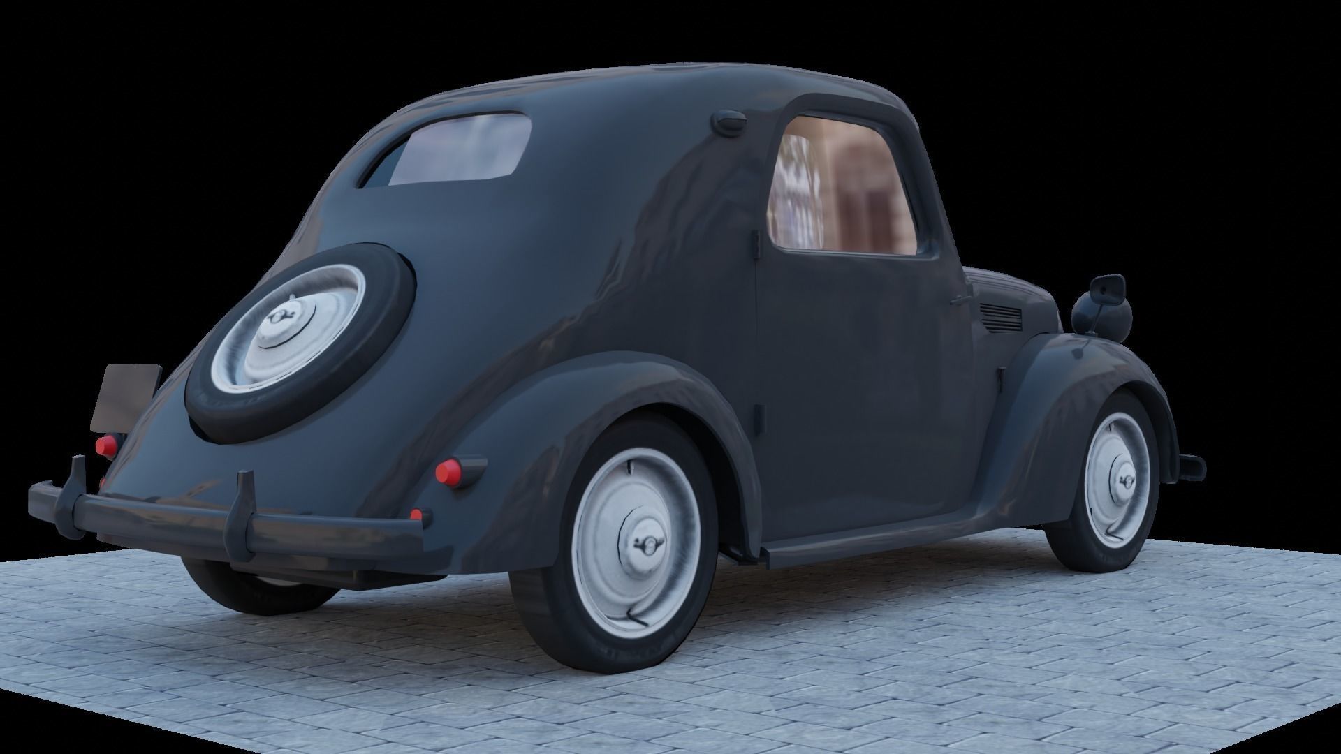 Simca 5 old car Low-poly 3D model_17