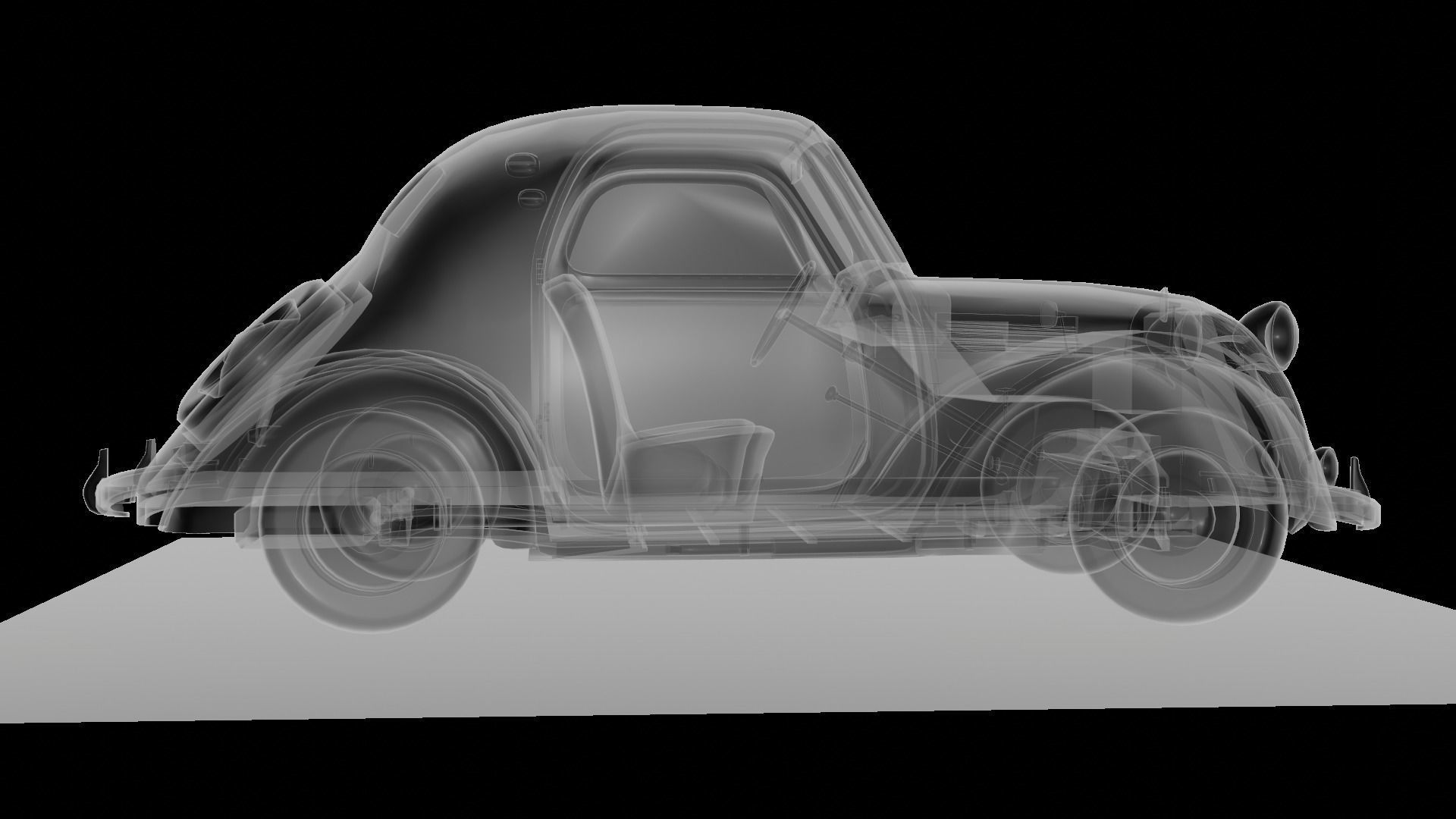 Simca 5 old car Low-poly 3D model_80