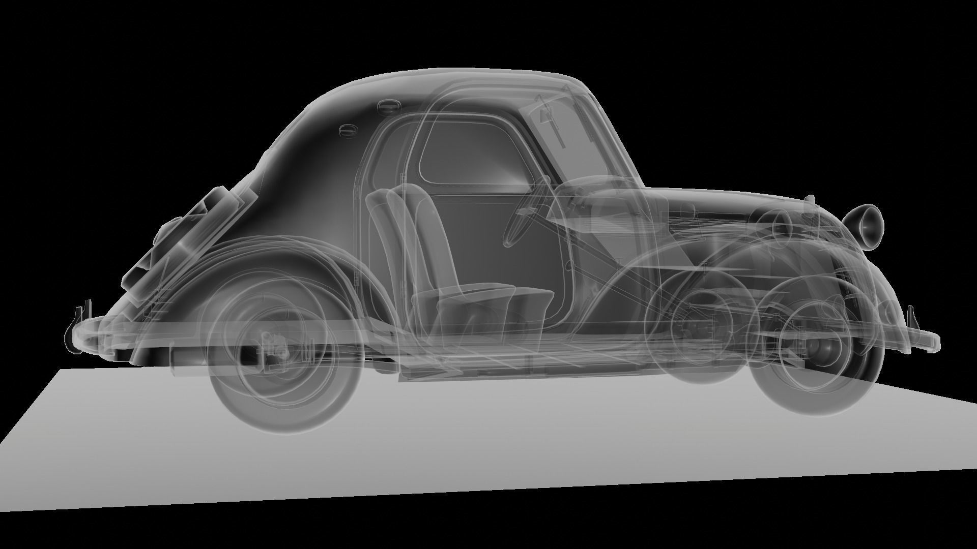 Simca 5 old car Low-poly 3D model_79
