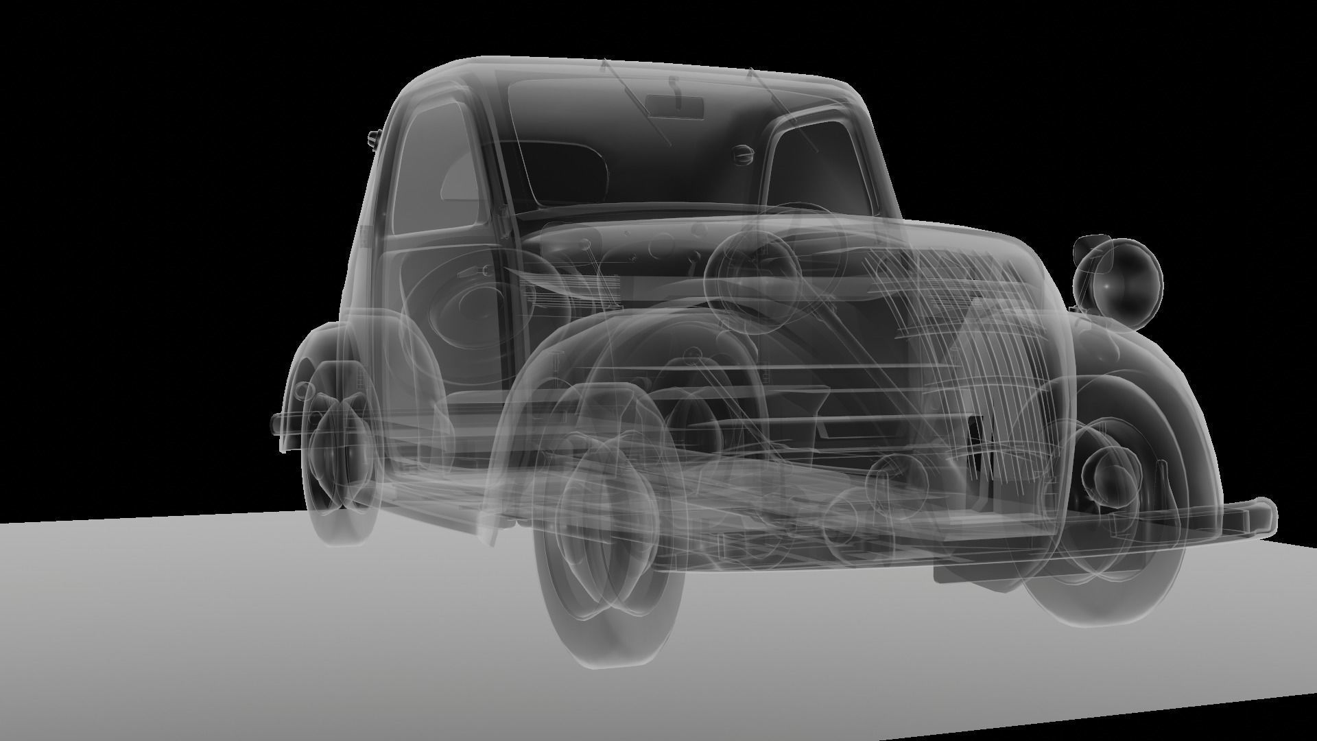 Simca 5 old car Low-poly 3D model_86