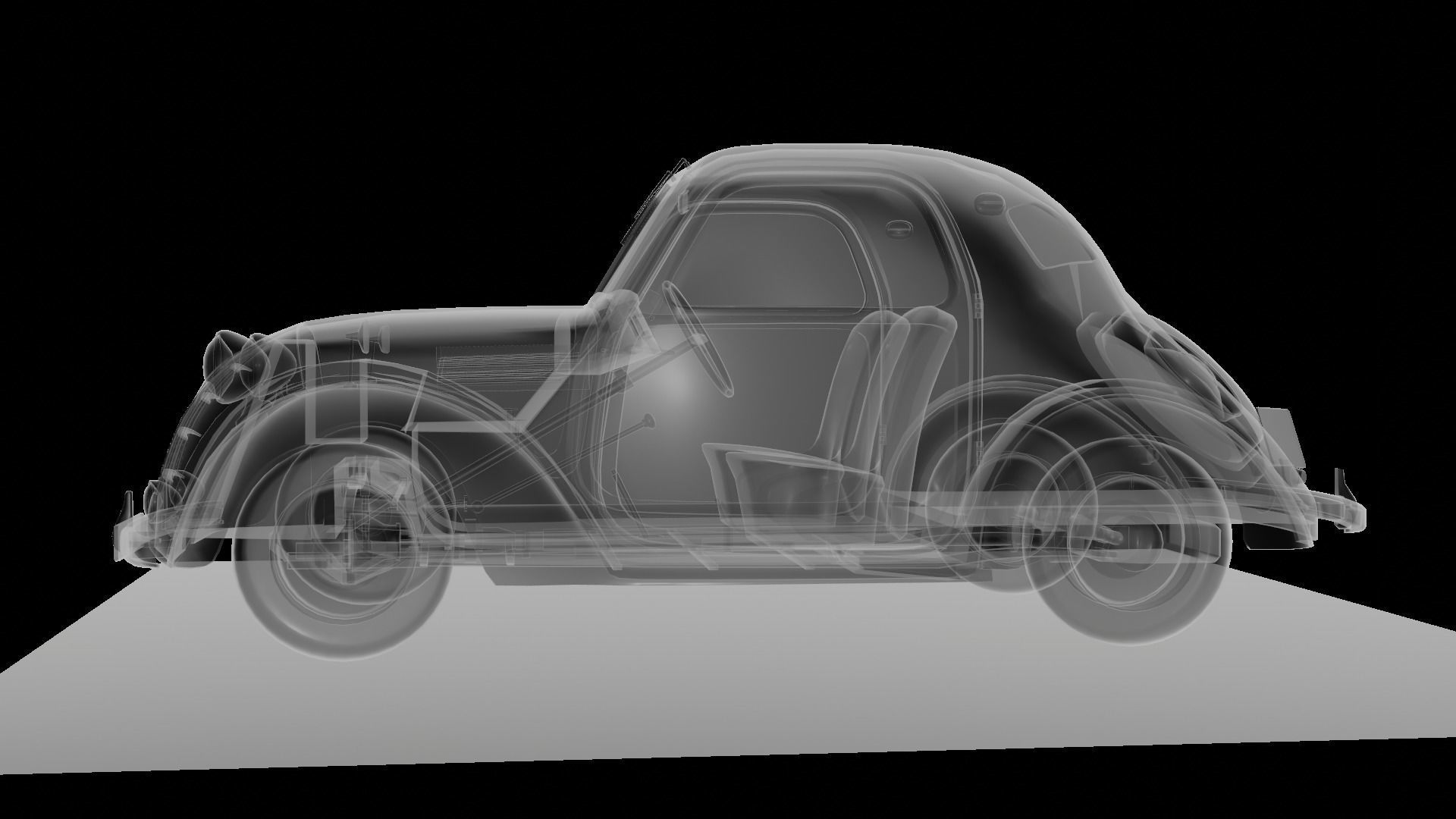 Simca 5 old car Low-poly 3D model_66