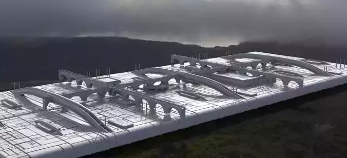 City Bridges walkway ground plane Sci-Fi 3D model