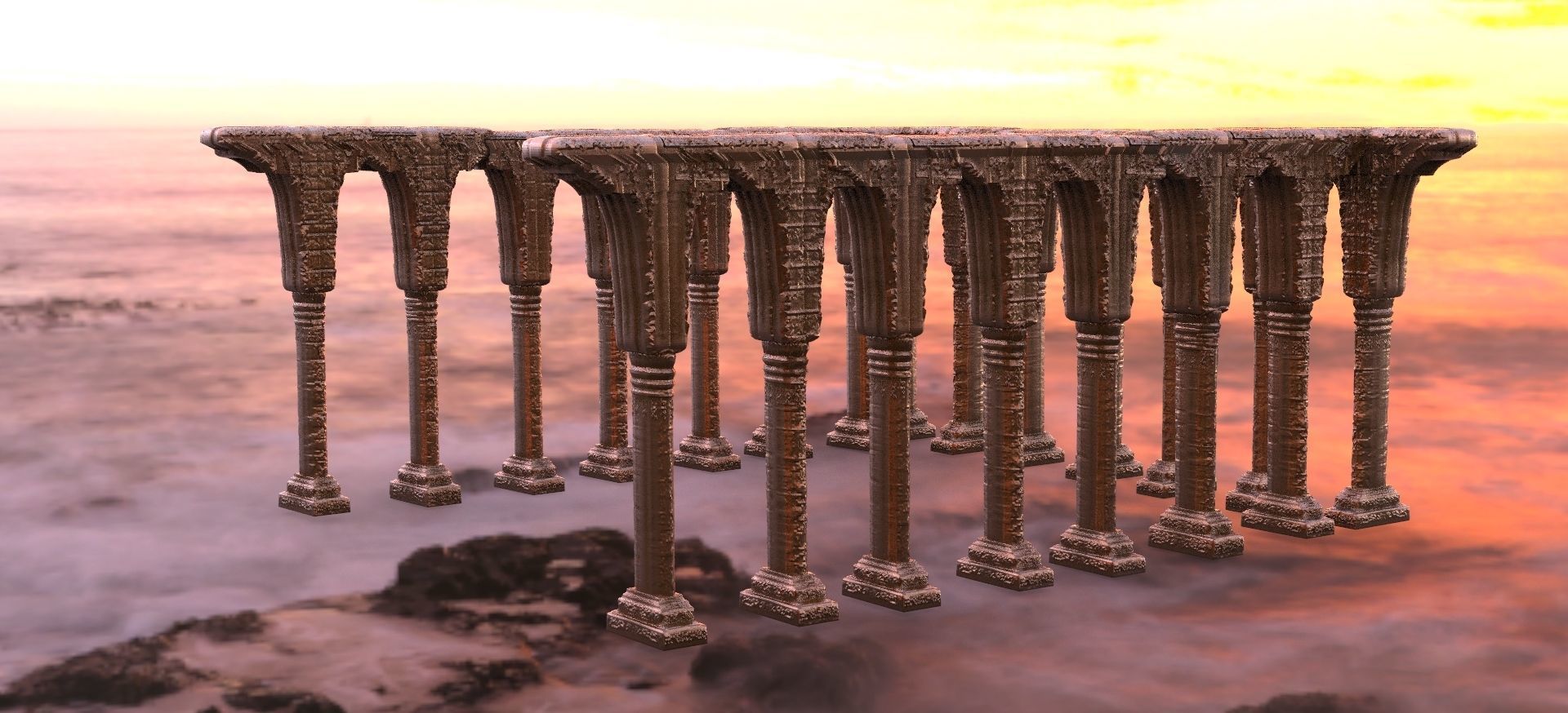 Pillar Rows Ancient Stone  3D model_1