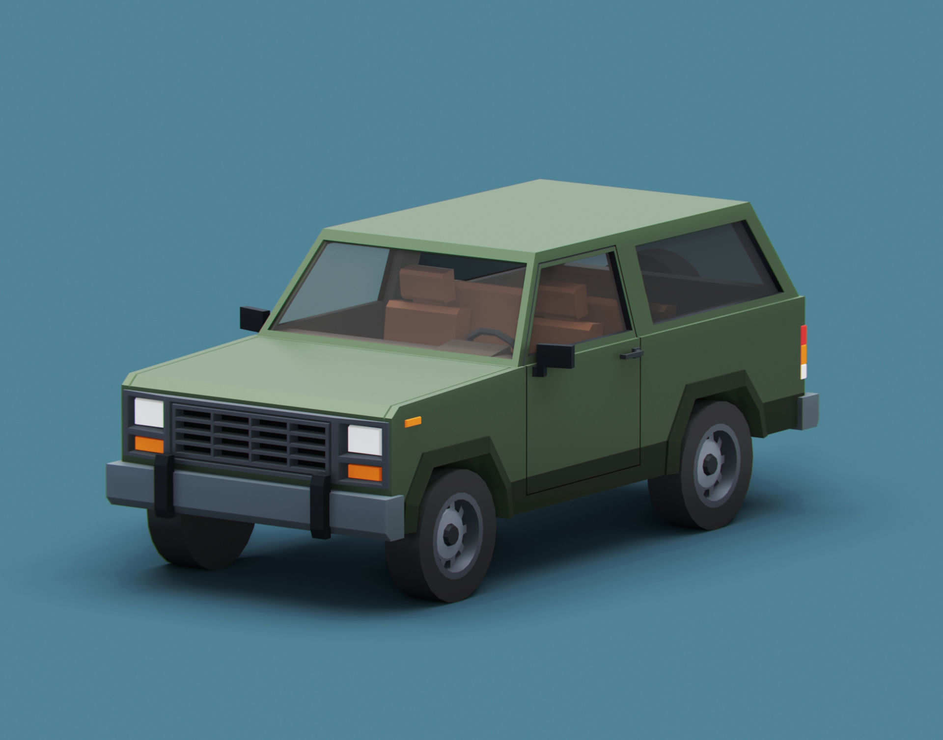 Stylized Cartoon SUV Police Car Low-poly 3D model_8