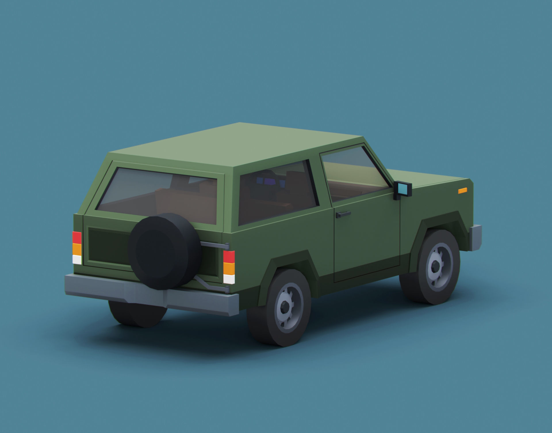 Stylized Cartoon SUV Police Car Low-poly 3D model_9