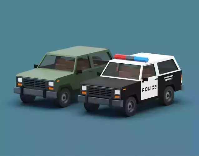 Stylized Cartoon SUV Police Car Low-poly 3D model