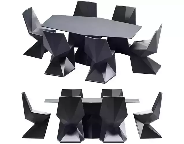 Vertex Dining Table and Chair Low-poly 3D model