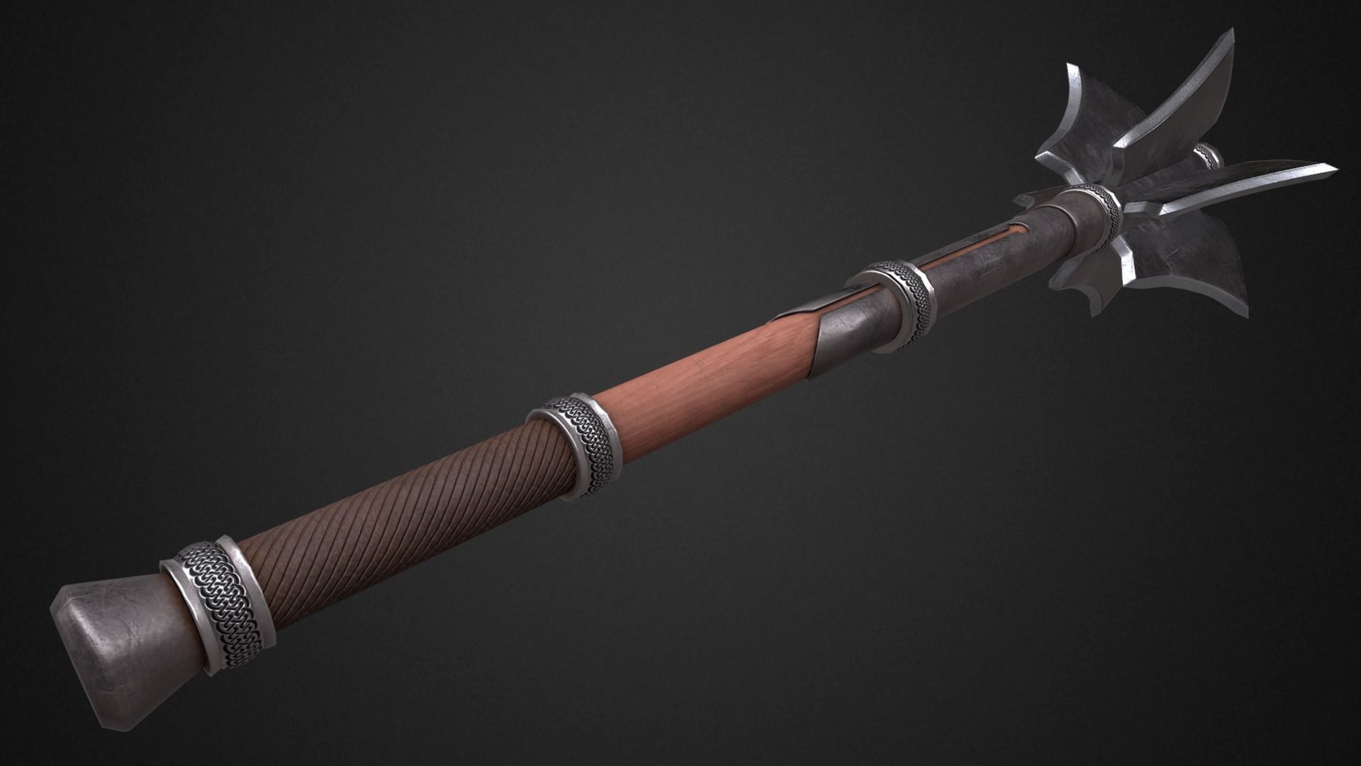 Medieval mace Low-poly 3D model_4